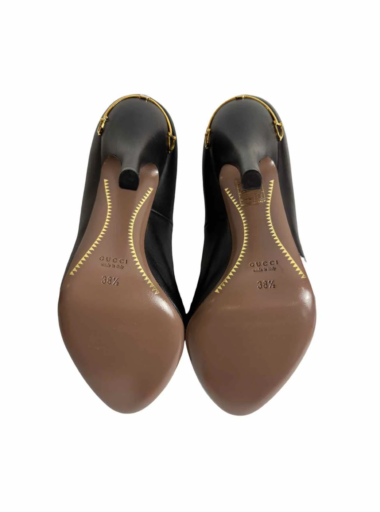 Gucci Size 38.5 Leather Horse Bit Detail Pumps - Image 5