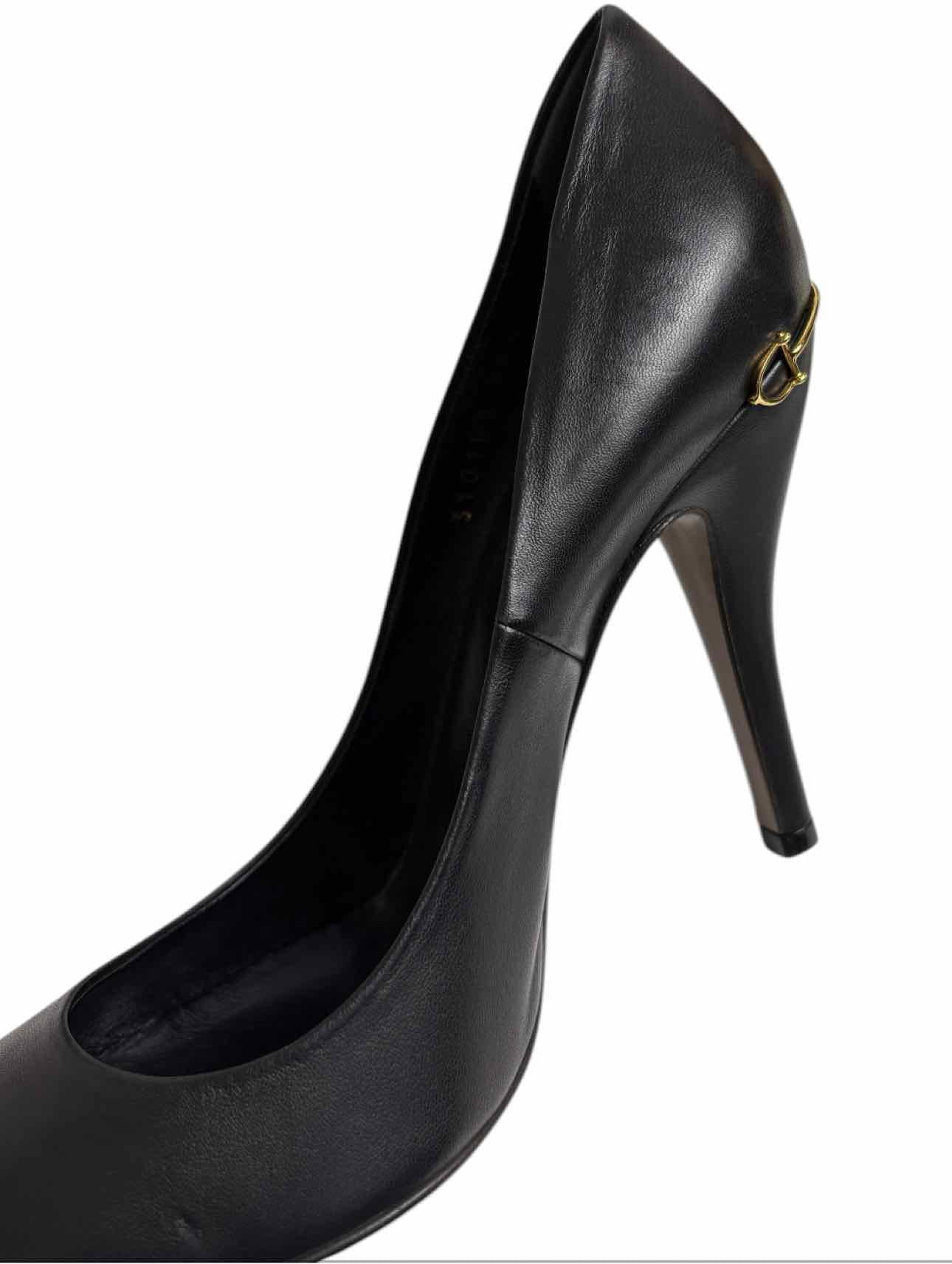 Gucci Size 38.5 Leather Horse Bit Detail Pumps - Image 7