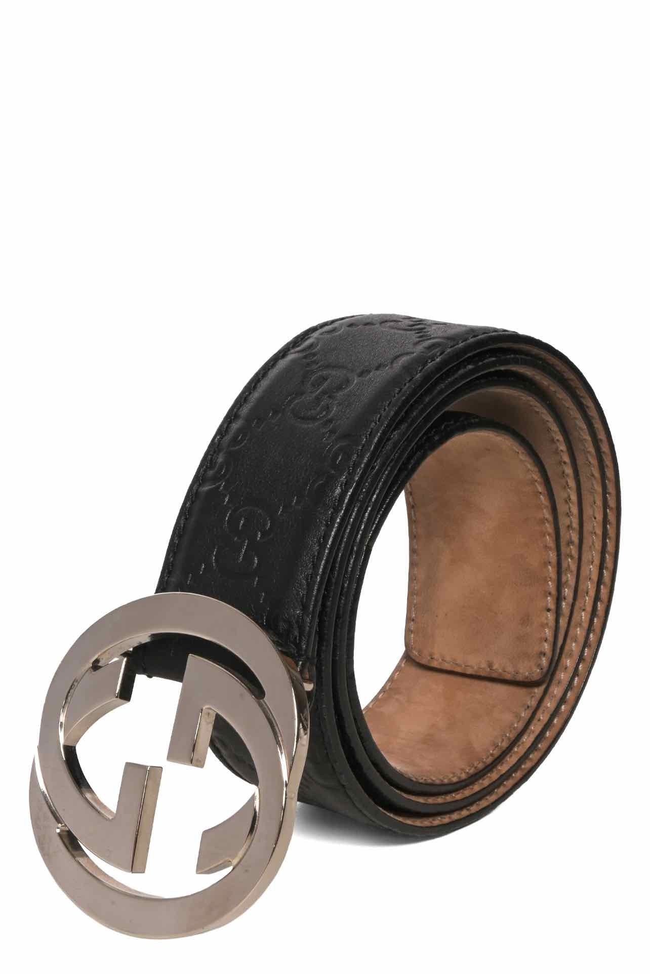 Gucci Size 38 Guccissima GG Embossed Leather Interlocking G Buckle Men's Belt - Image 2
