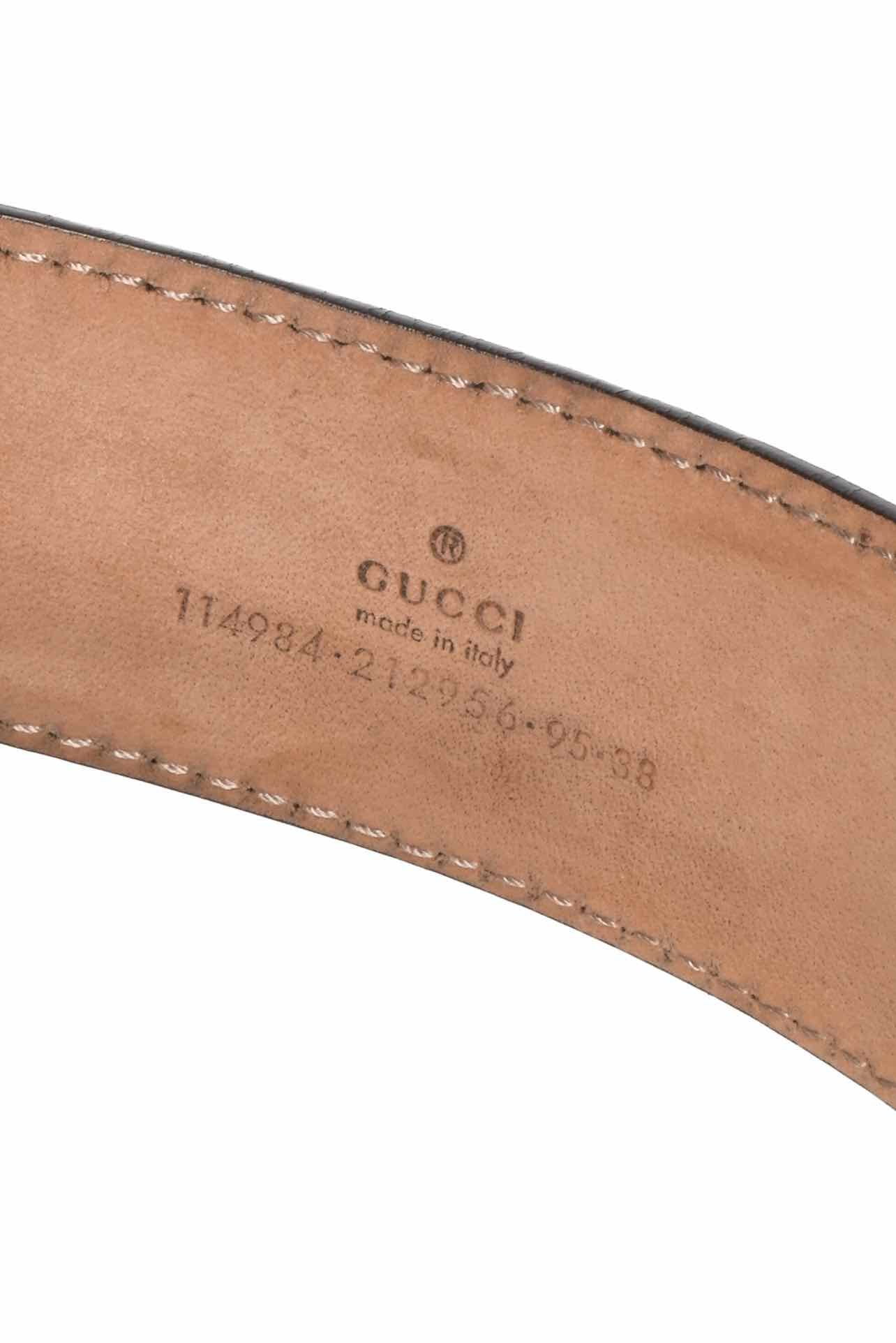Gucci Size 38 Guccissima GG Embossed Leather Interlocking G Buckle Men's Belt - Image 3