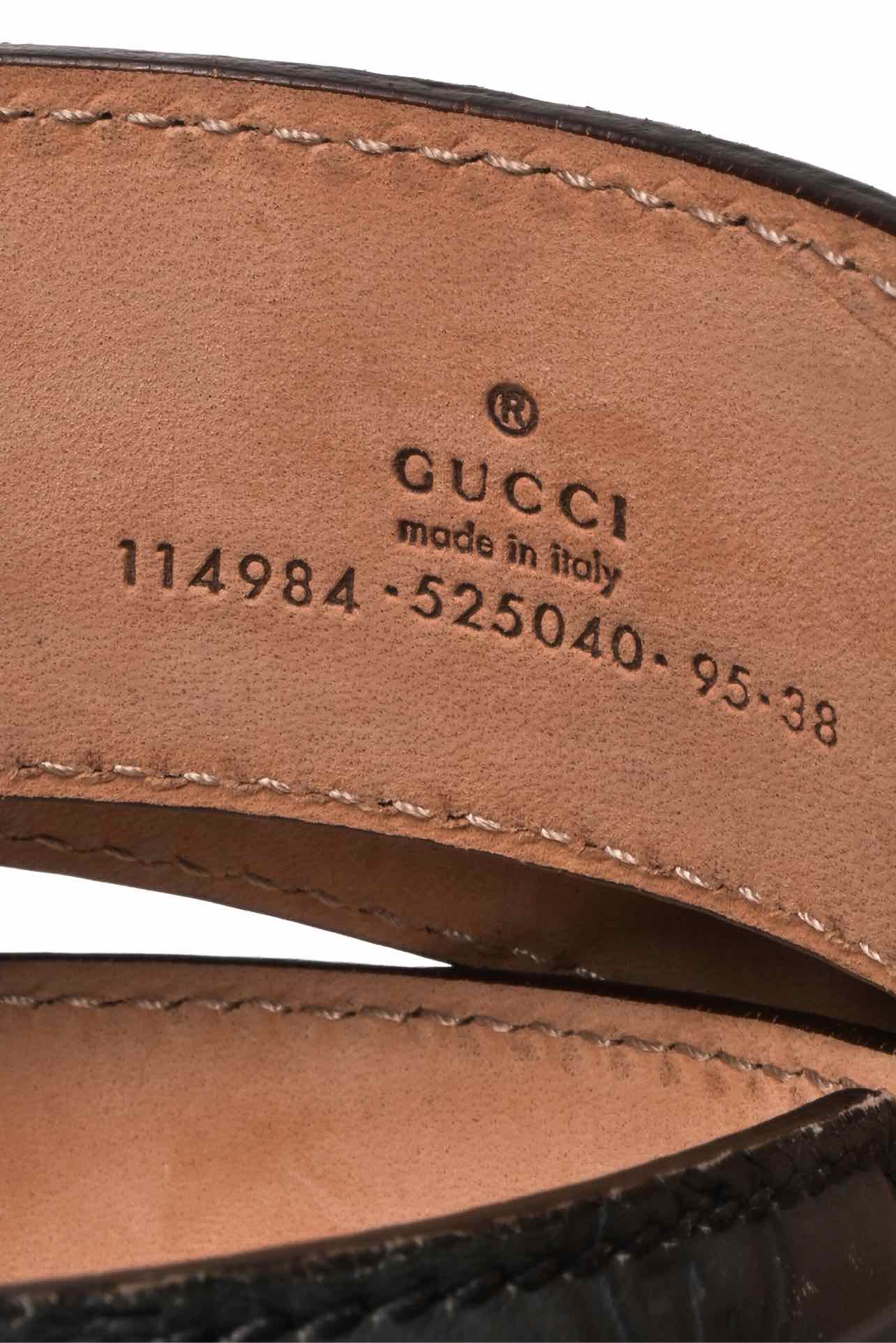 Gucci Size 38 Guccissima GG Embossed Leather Interlocking G Buckle Men's Belt - Image 3