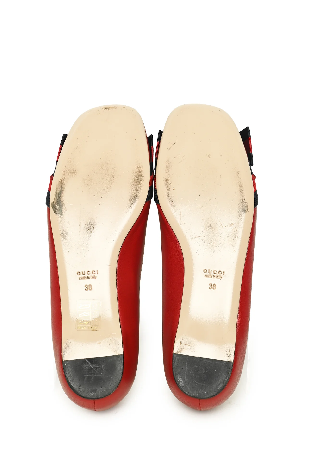 Gucci Size 38 Web Bow Ballet Flats - Image 5
