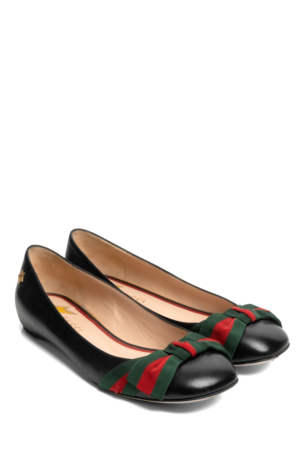 Gucci Size 38 Web Bow Ballet Flats - Image 2