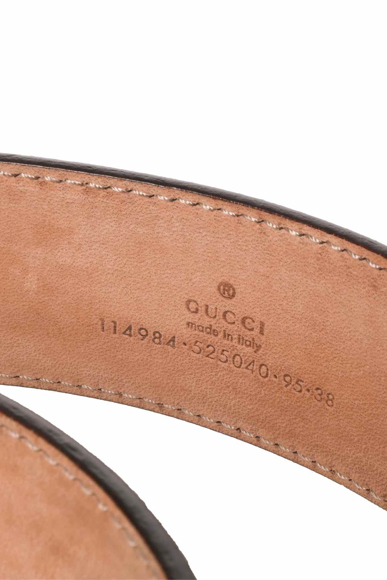 Gucci Size 38 Web Stripe Canvas & Leather Interlocking G Buckle Men's Belt - Image 4
