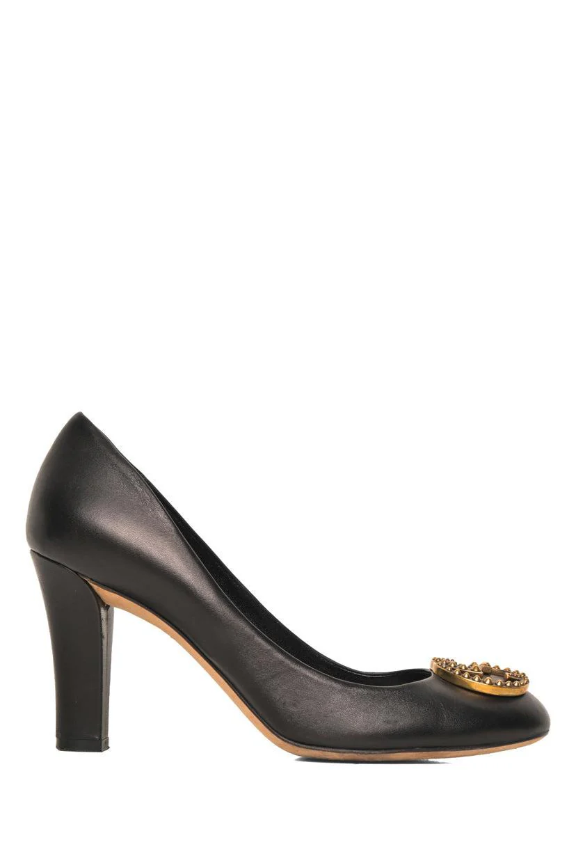 Gucci Size 39.5 Interlocking G Logo Leather Pumps