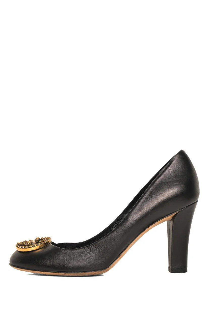 Gucci Size 39.5 Interlocking G Logo Leather Pumps - Image 3