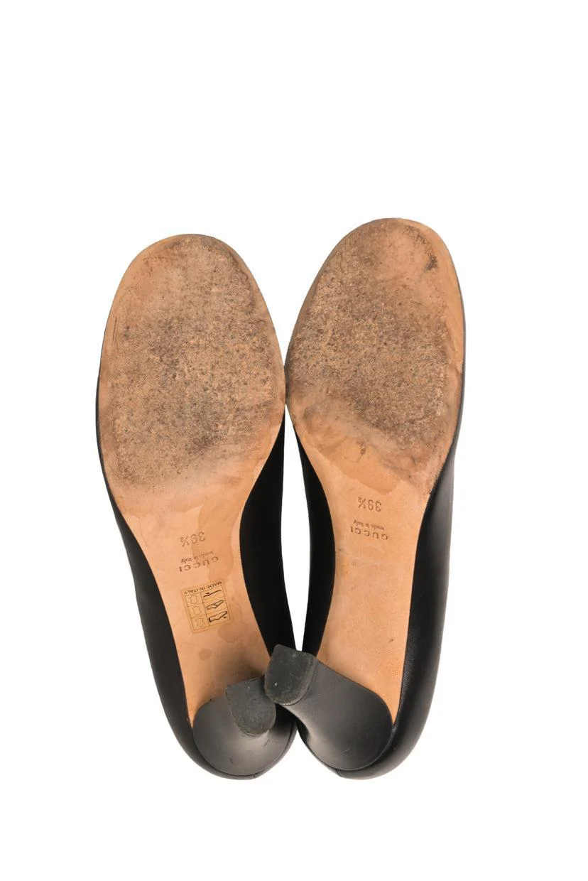 Gucci Size 39.5 Interlocking G Logo Leather Pumps - Image 6