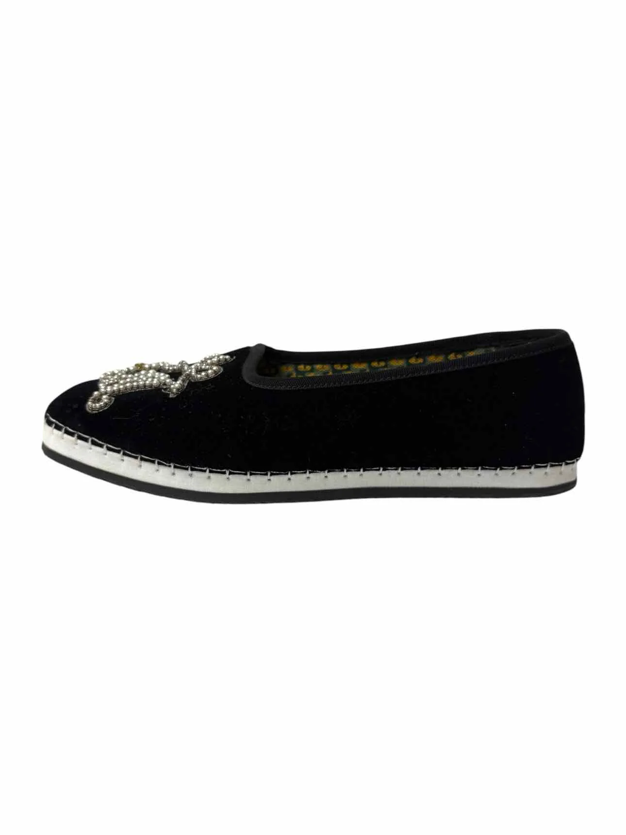 Gucci Size 39 Beaded Monogram Velvet Flats - Image 3