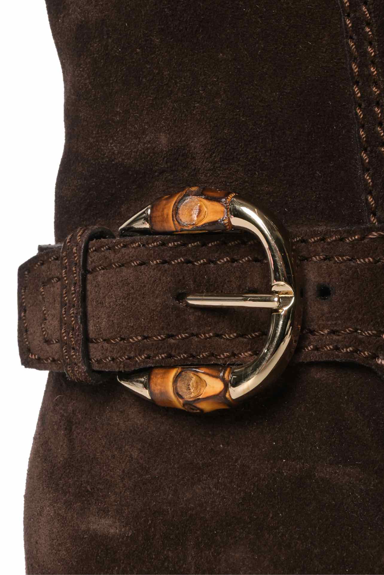 Gucci Size 40 Bamboo Buckle Suede Riding Boots - Image 4