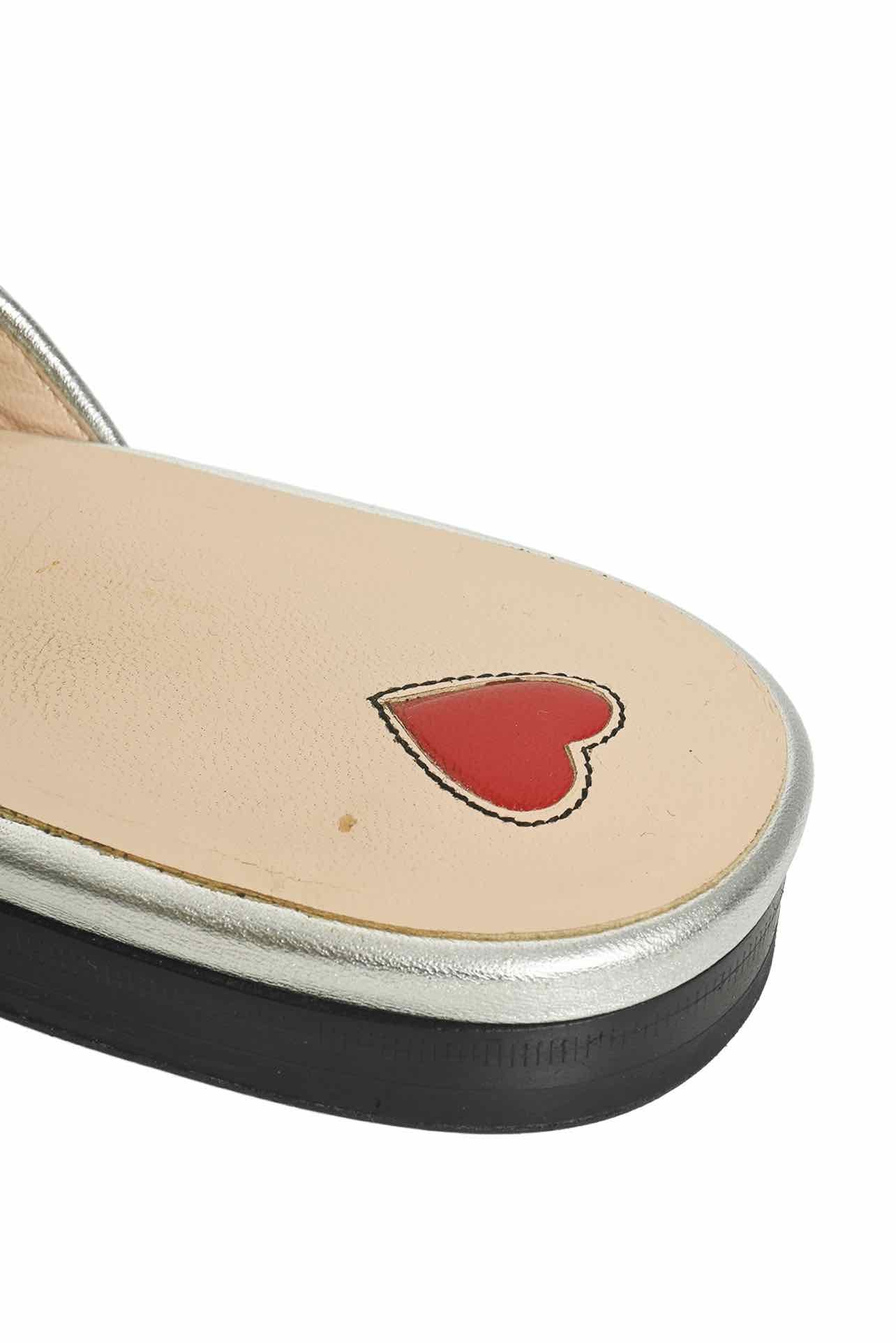 Gucci Size 40 Silver Glitter Princetown Mules - Image 6