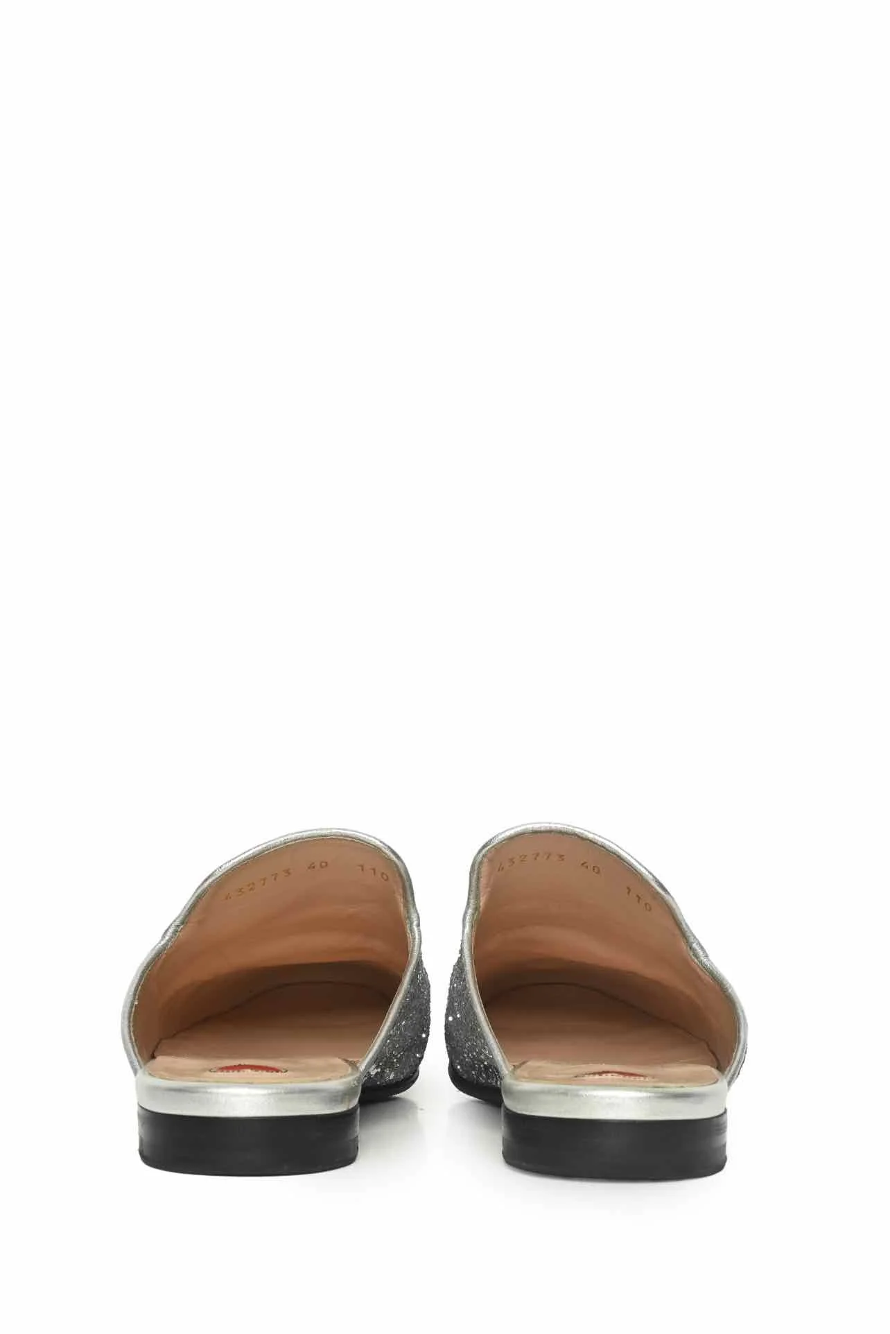 Gucci Size 40 Silver Glitter Princetown Mules - Image 7