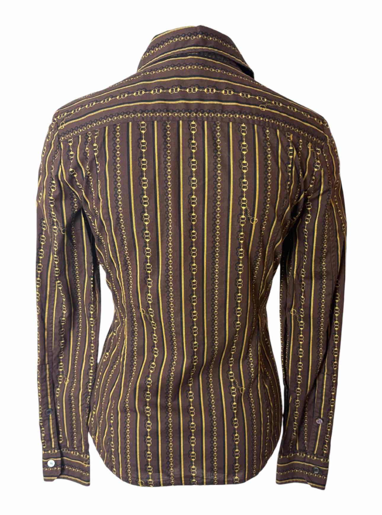 Gucci Size 42 Chain Stripe Cotton Blouse - Image 2