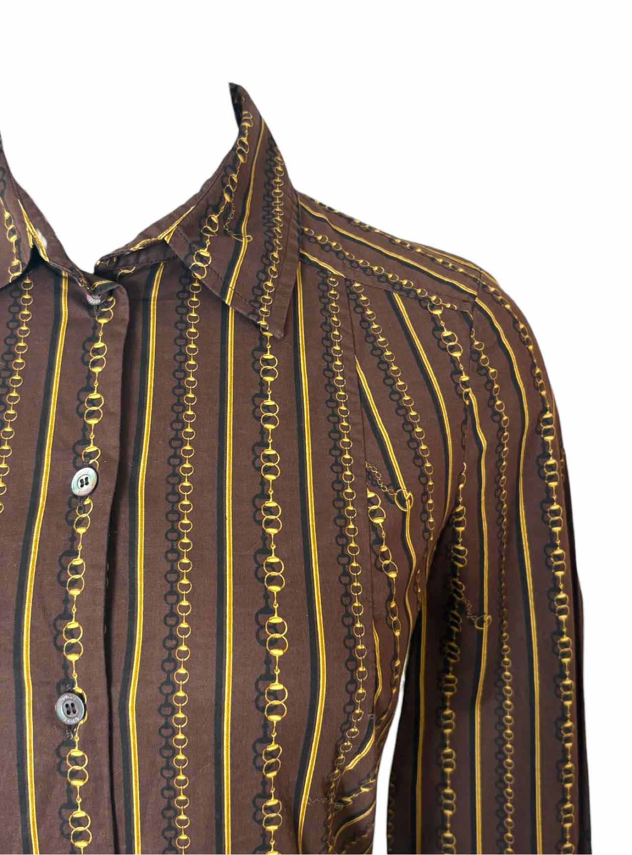 Gucci Size 42 Chain Stripe Cotton Blouse - Image 3
