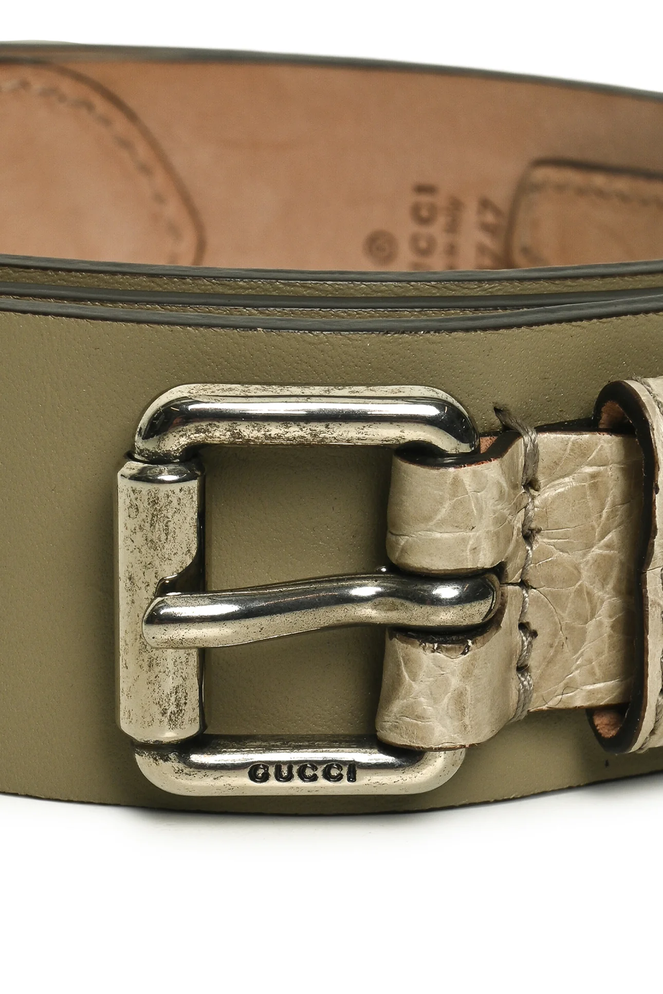 Gucci Size 42 Croc Detail Belt - Image 2