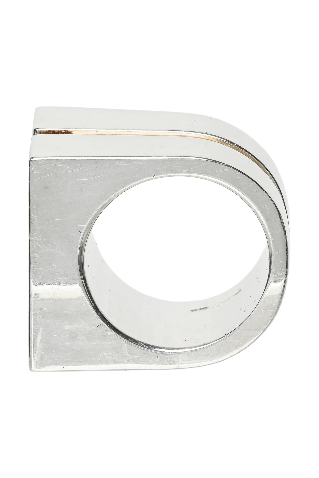 Gucci Size 5.75 Silver Interlocking G Signet Ring - Image 2