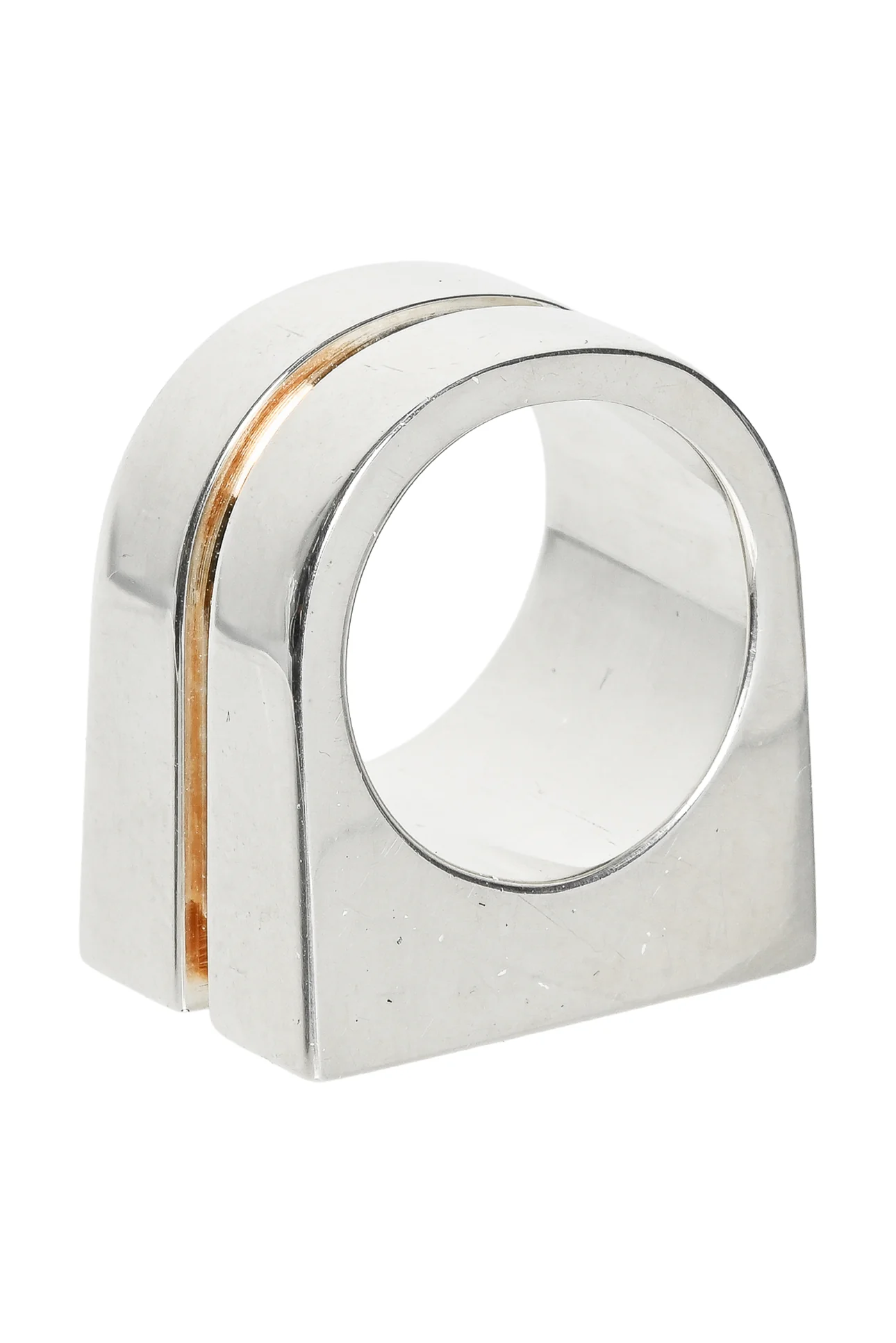 Gucci Size 5.75 Silver Interlocking G Signet Ring - Image 3