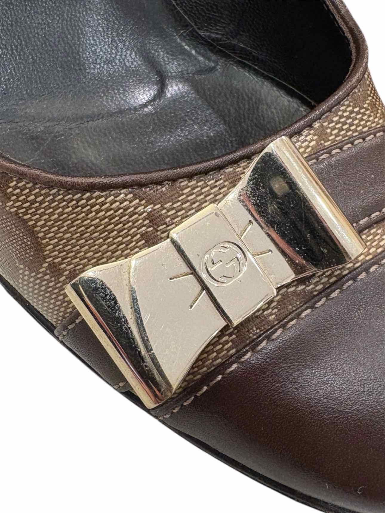 Gucci Size 6 GG Logo Coated Canvas & Leather Pumps - Image 14