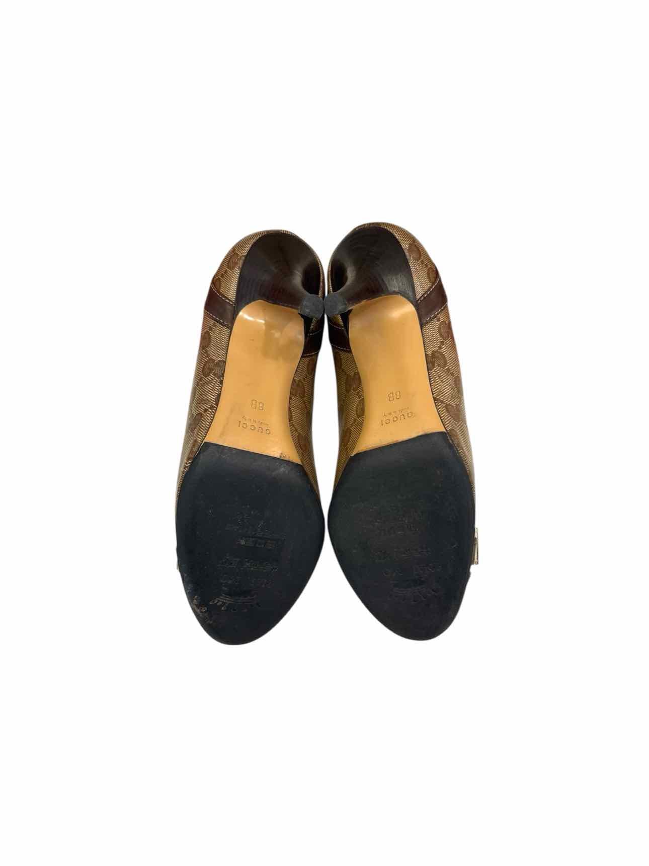 Gucci Size 6 GG Logo Coated Canvas & Leather Pumps - Image 5