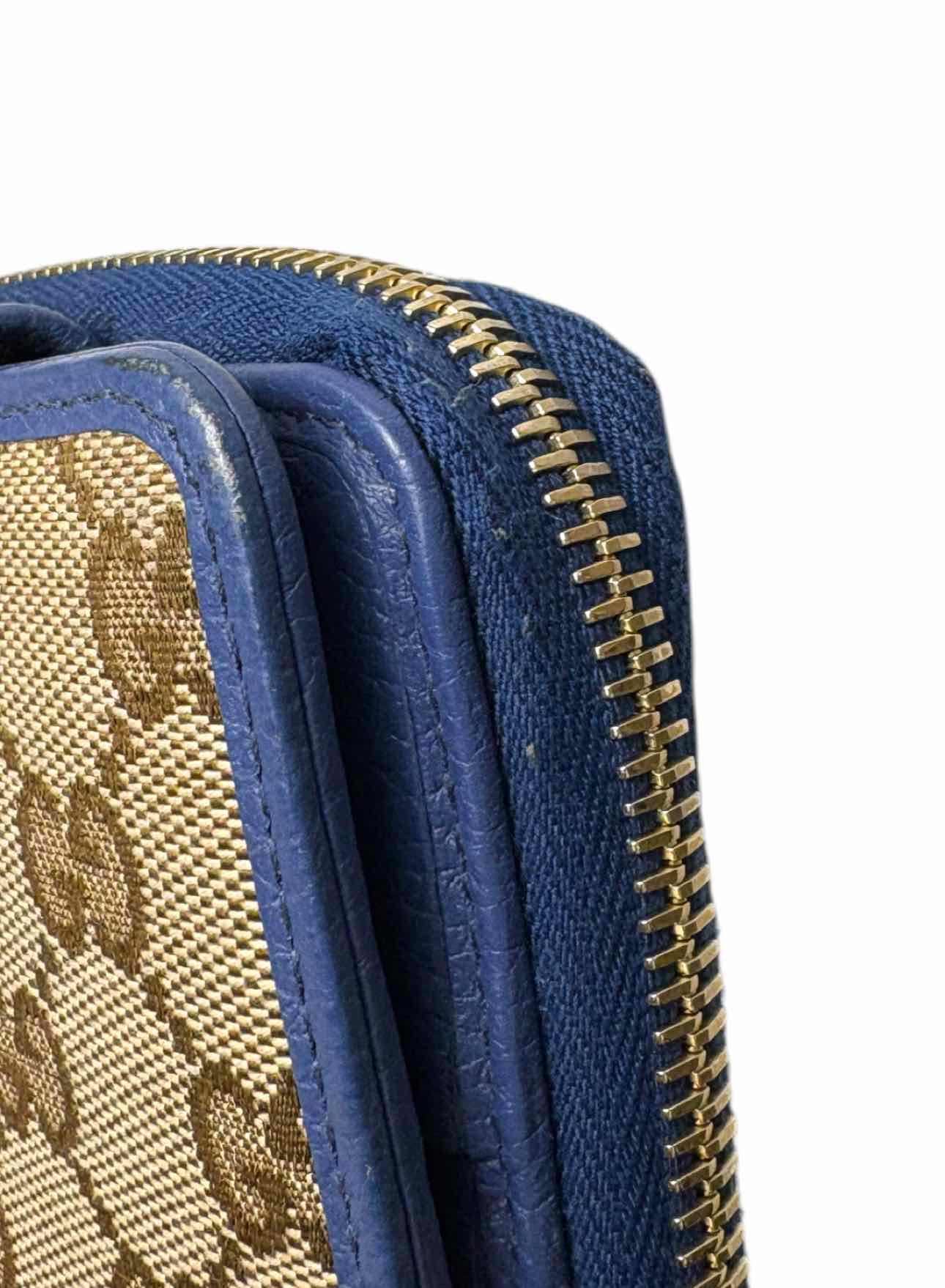 Gucci Size French GG Canvas w/Caspian Blue Leather Wallet - Image 11