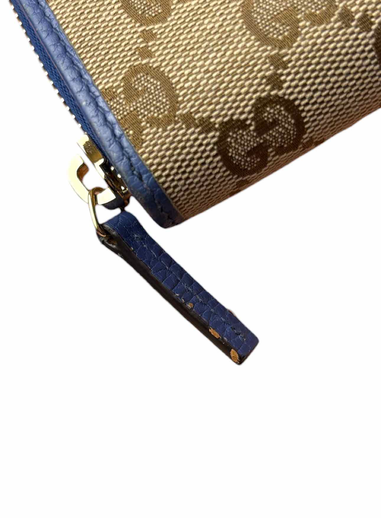 Gucci Size French GG Canvas w/Caspian Blue Leather Wallet - Image 12