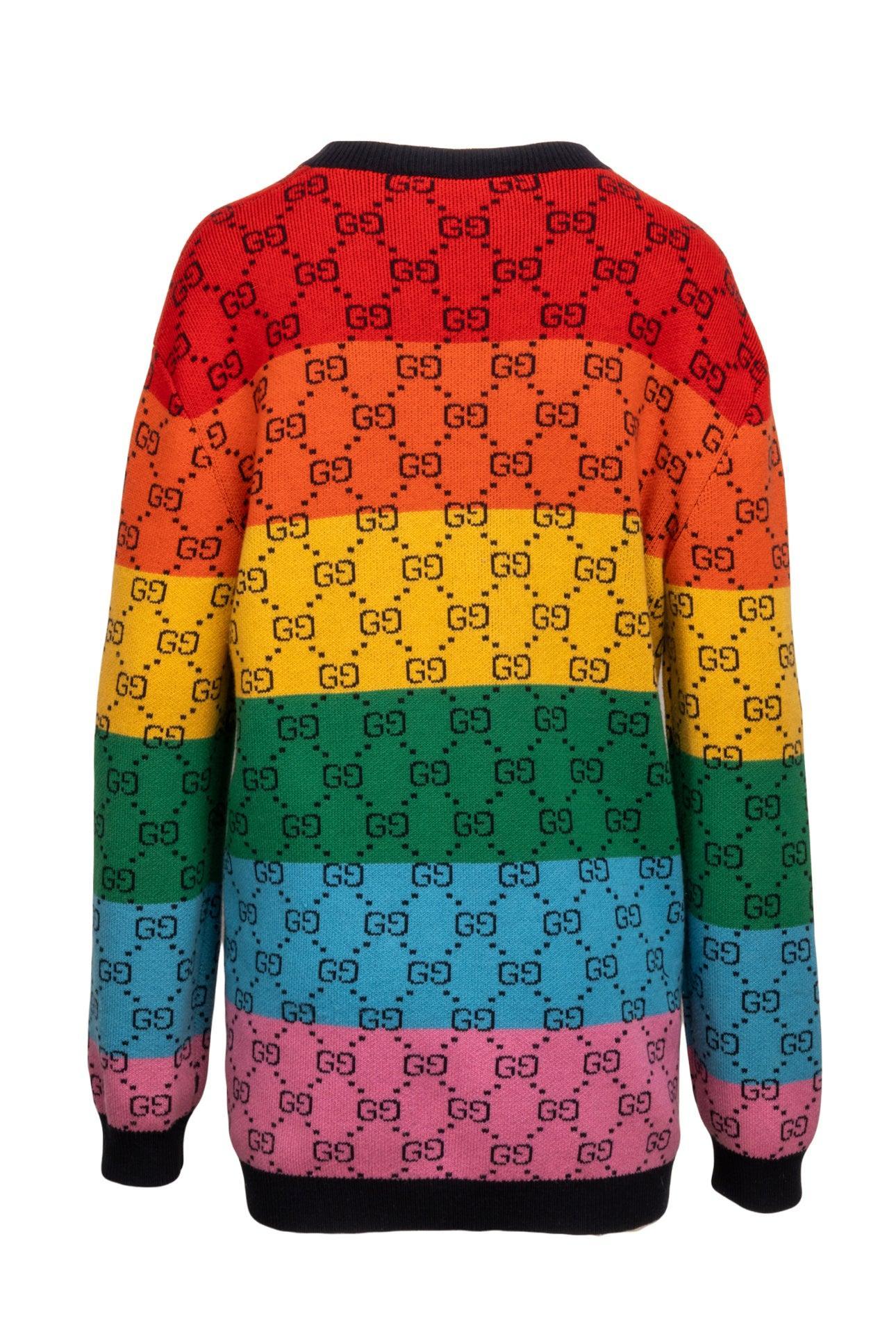 Gucci Size M/L Oversized GG Multi-color Striped Knit Sweater - Image 2