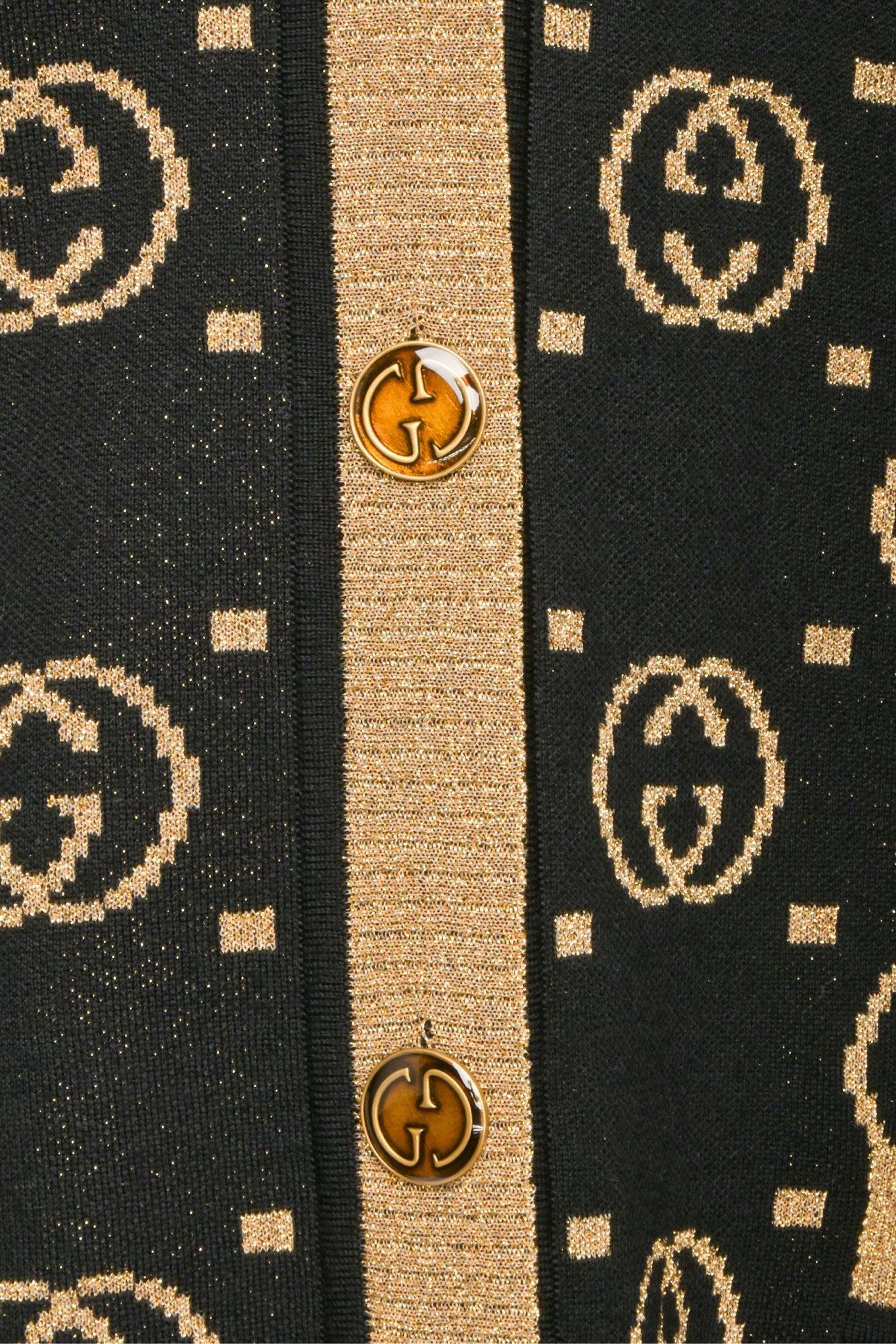Gucci Size M Lurex GG Wool-Blend Cardigan - Image 3