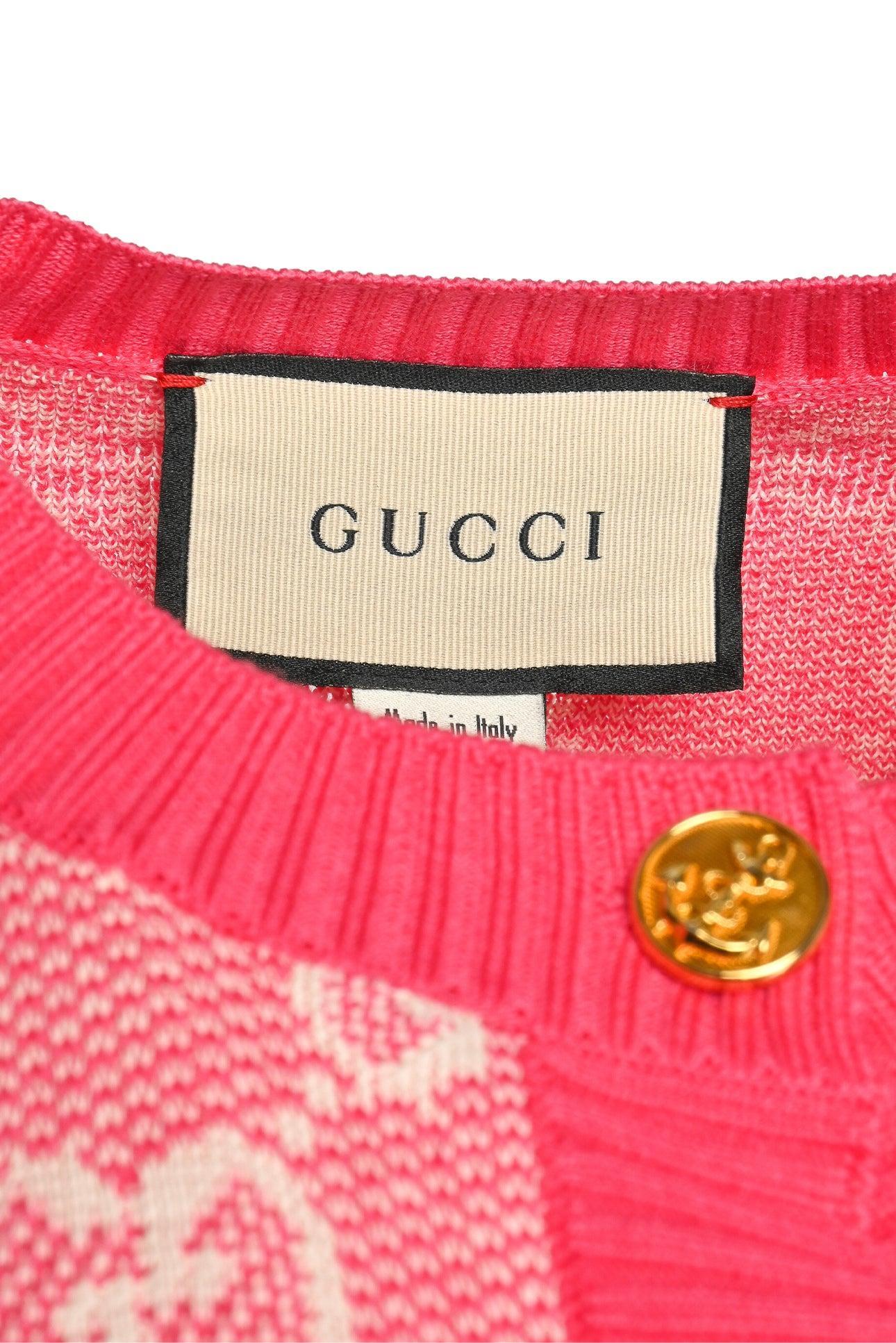 Gucci Size XS Wool & Cotton GG Cardigan - Image 3