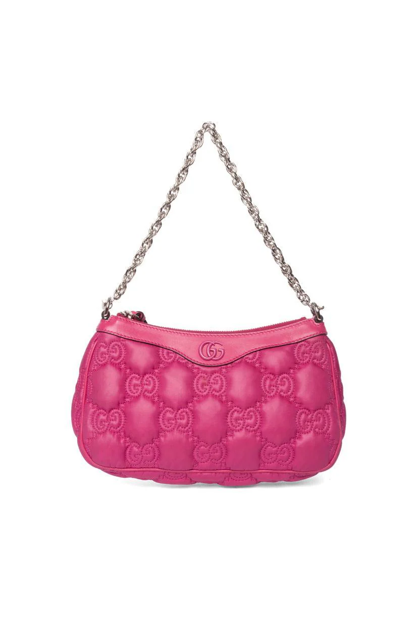 Gucci Small GG Quilted Matelasse Leather Trim Shoulder Bag