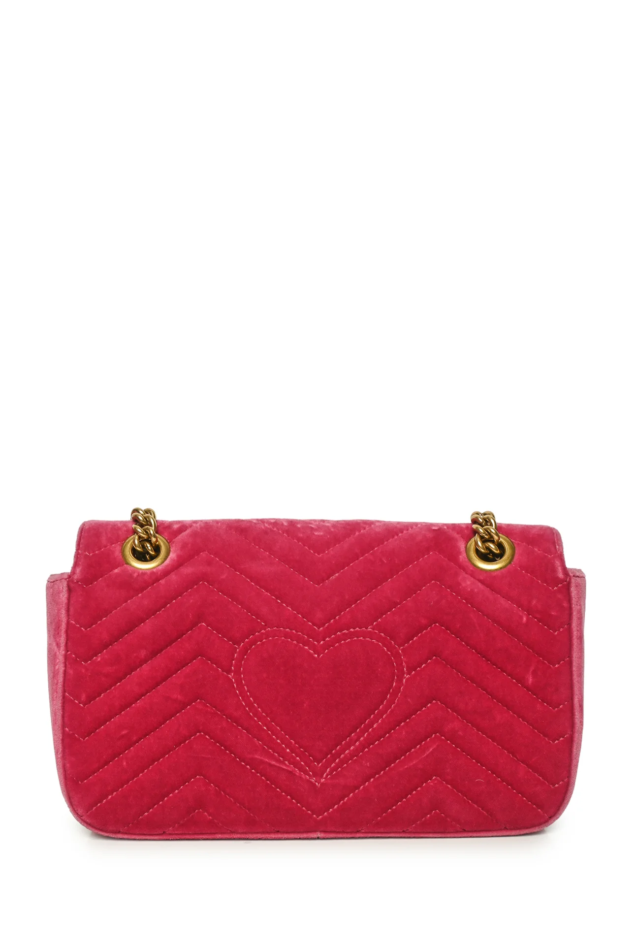 Gucci Small Velvet Matelasse Crystal & Sequin Heart GG Marmont Bag - Image 3