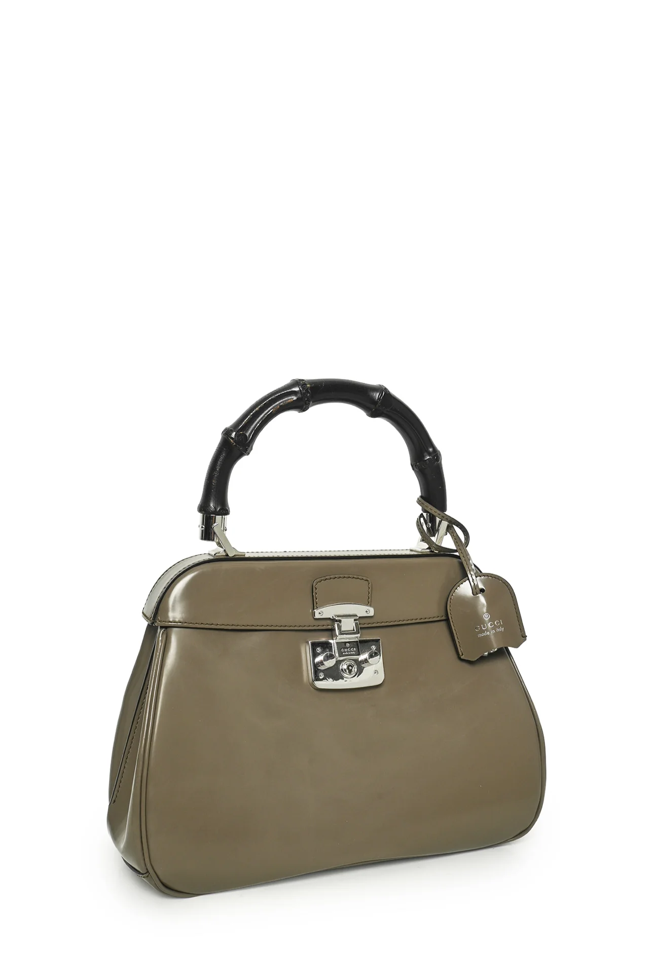 Gucci Smooth Leather Lady Lock Bamboo Top Handle Bag - Image 2