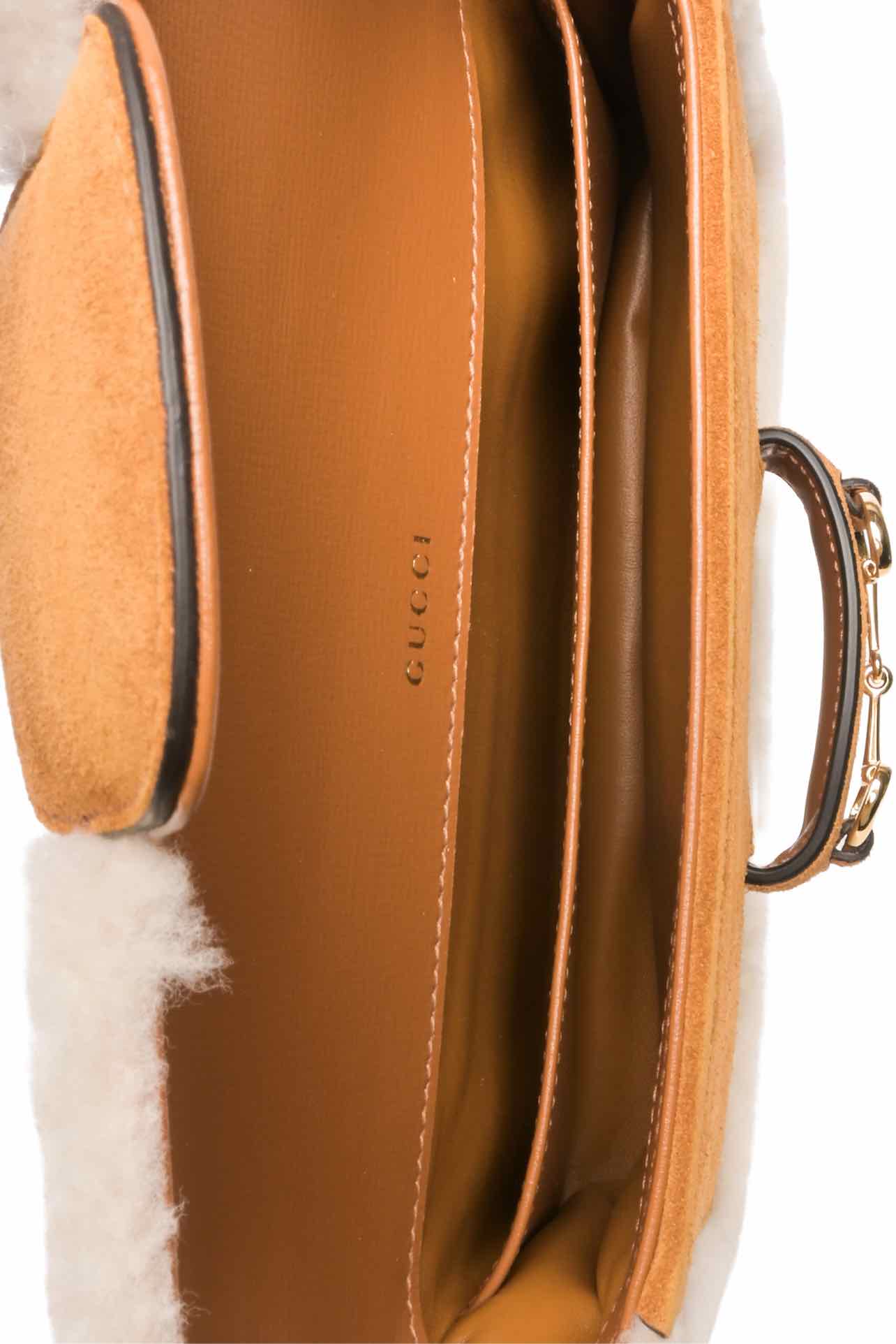 Gucci Suede Shearling Horsebit Mini 1955 Shoulder Bag - Image 6