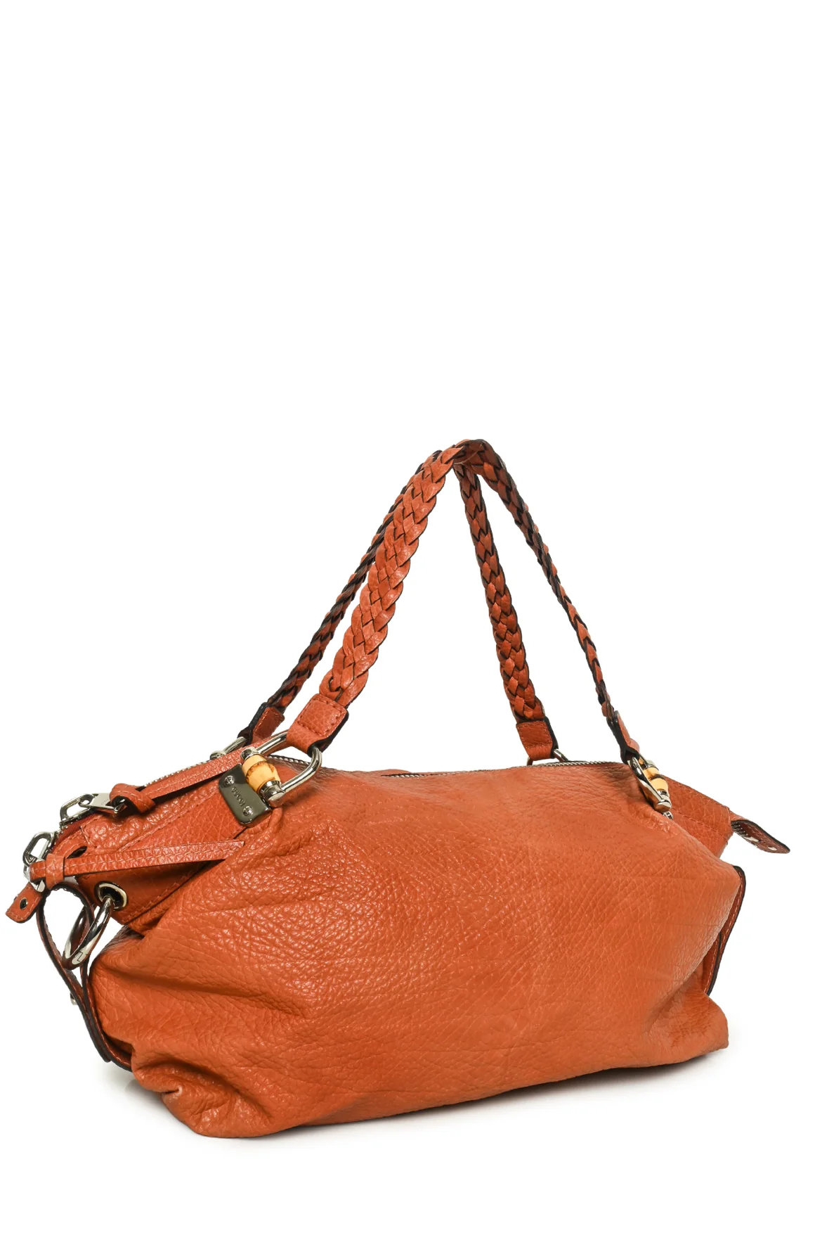 Gucci Textured Leather Bamboo Bar Tote - Image 2