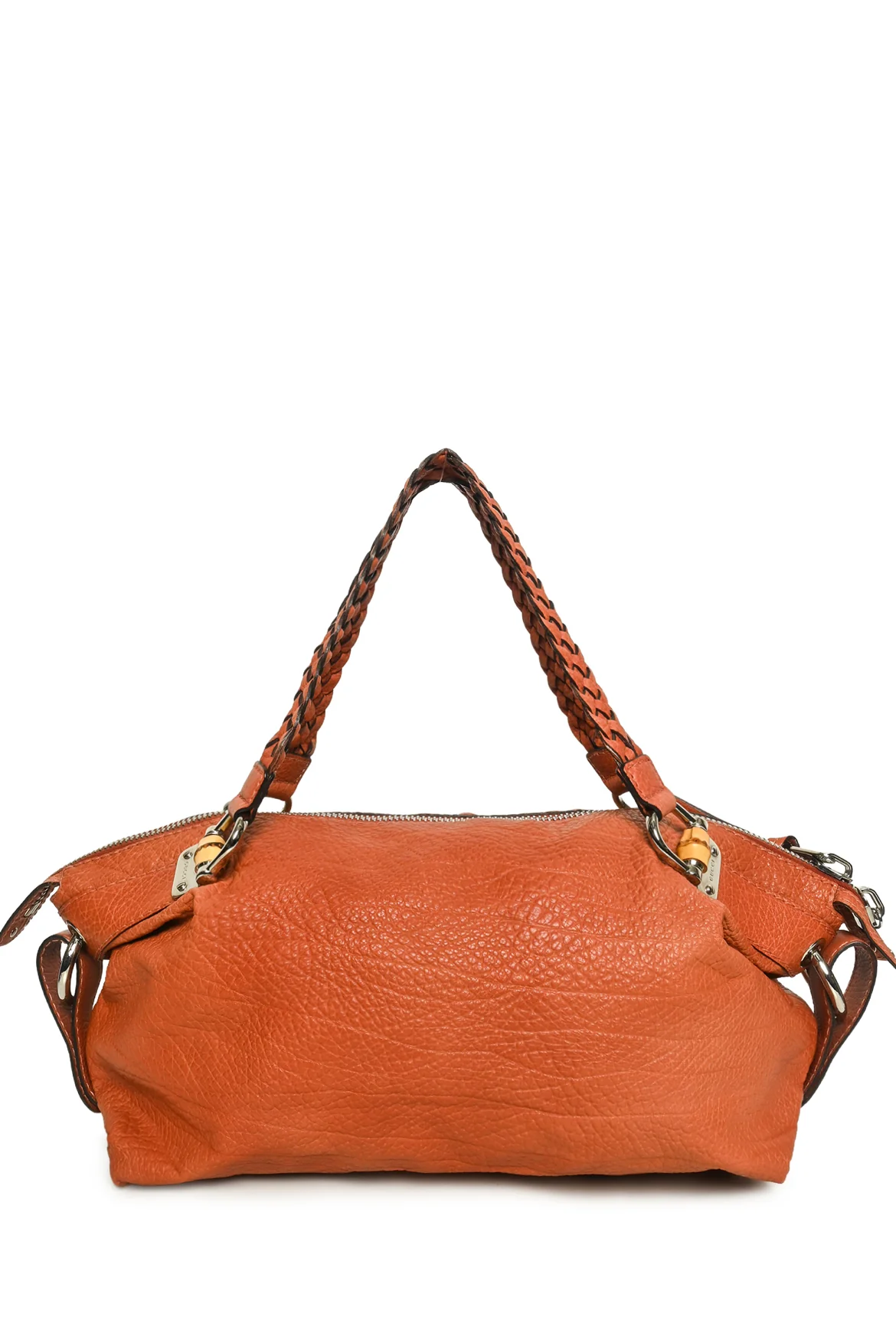 Gucci Textured Leather Bamboo Bar Tote - Image 3