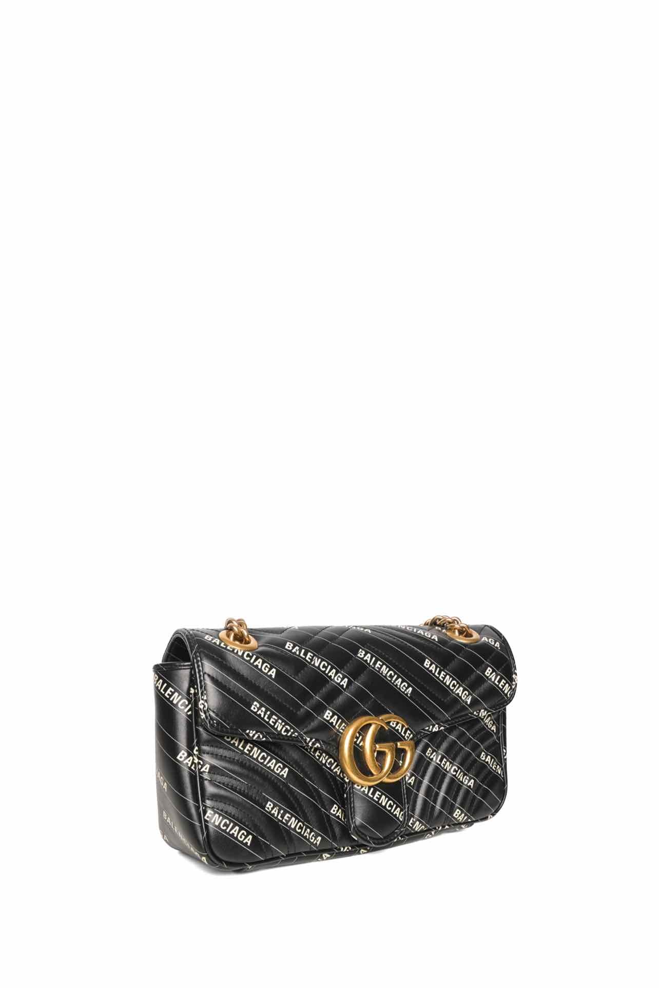 Gucci x Balenciaga Calfskin Matelasse Logo Print Small GG Marmont Shoulder Bag - Image 2
