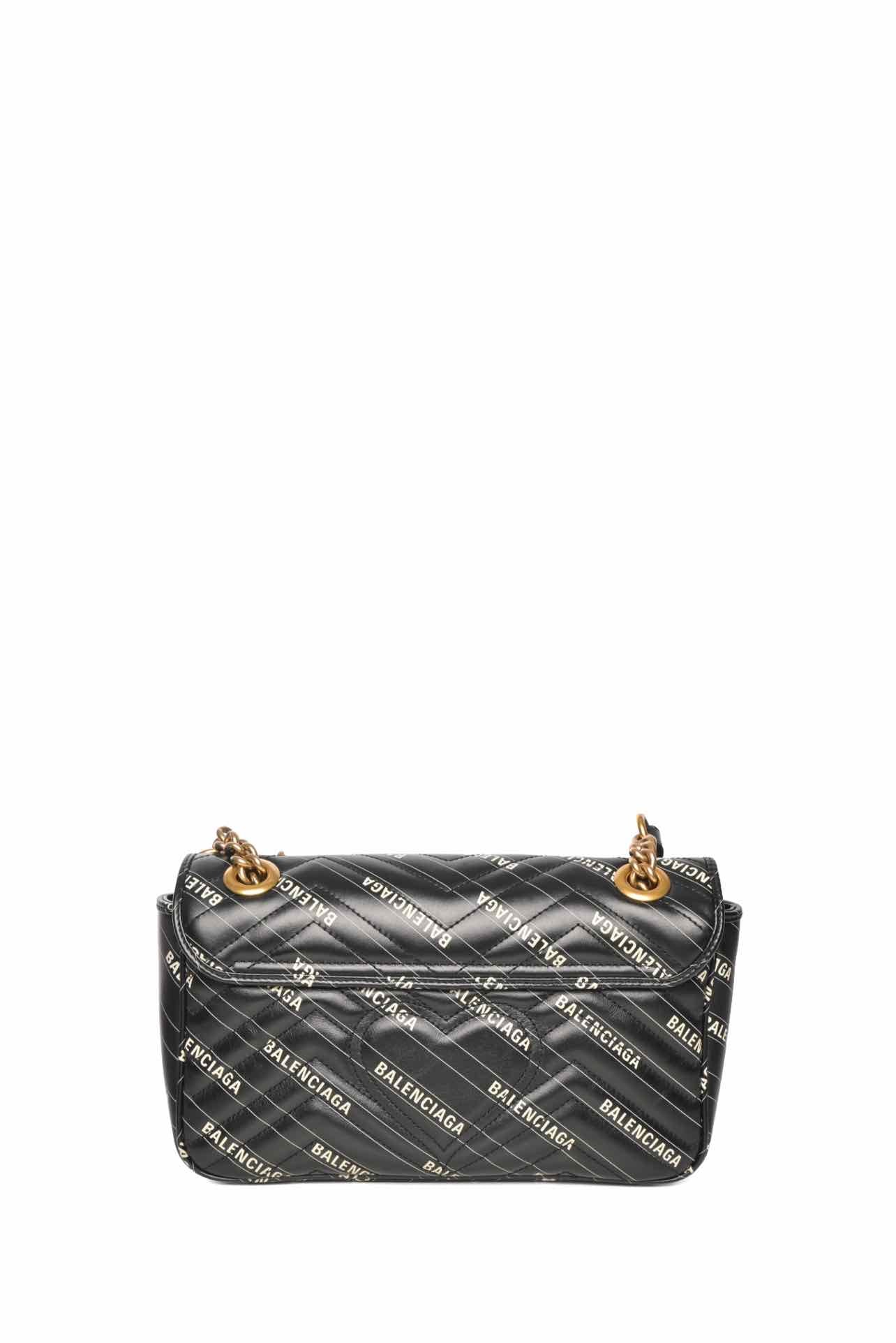 Gucci x Balenciaga Calfskin Matelasse Logo Print Small GG Marmont Shoulder Bag - Image 3