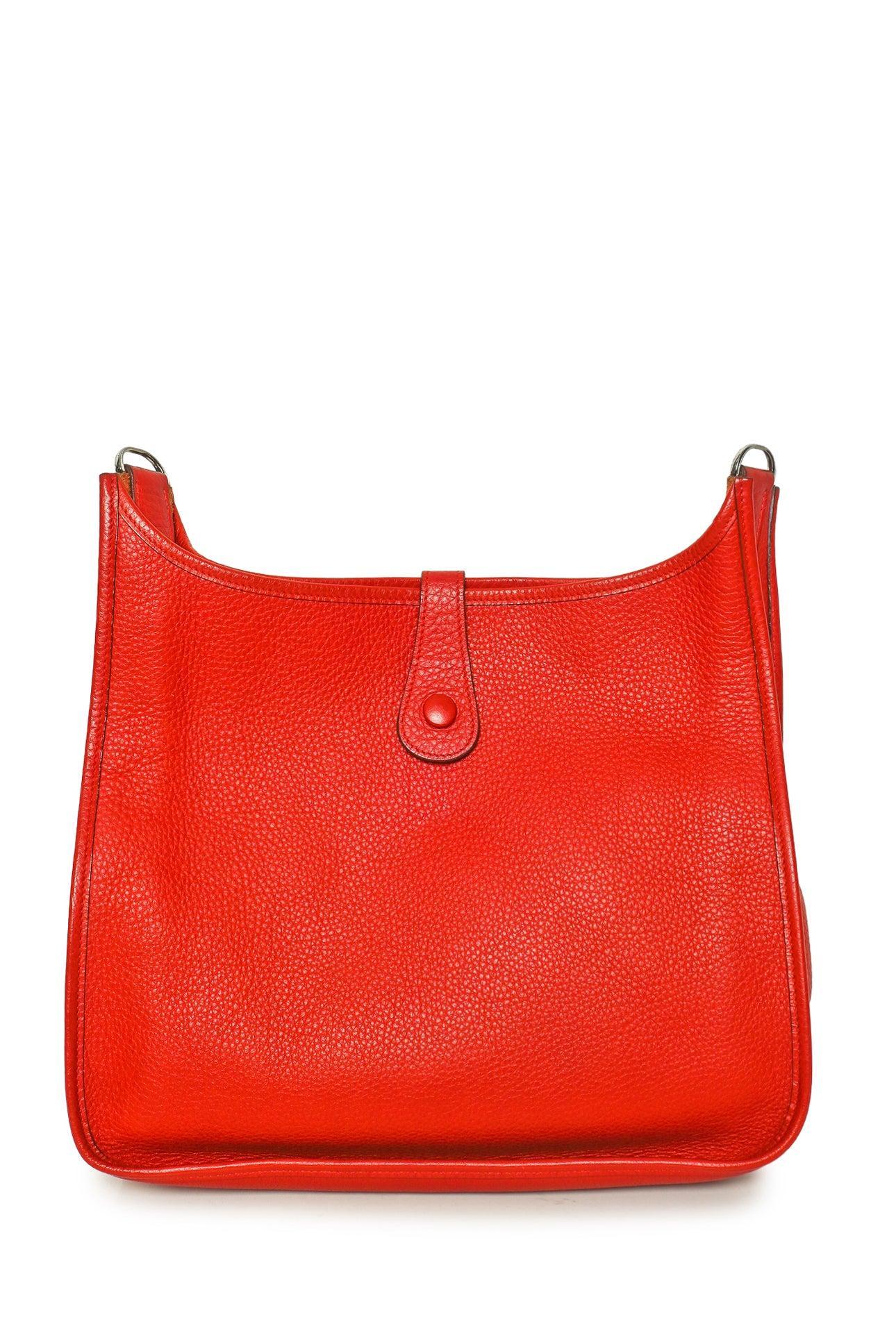 Hermes 2005 Red Taurillon Clemence Evelyne III PM Crossbody - Image 3