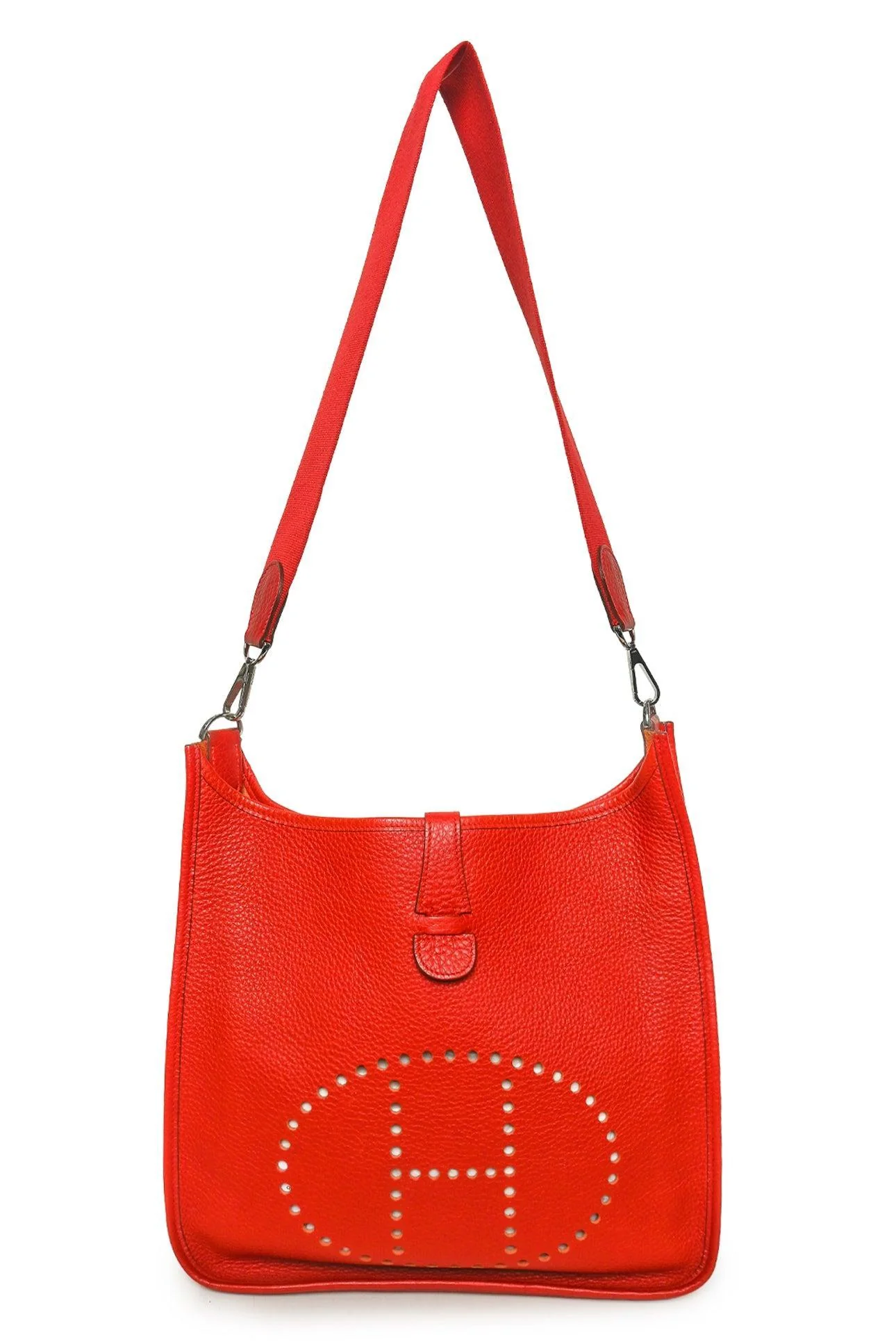Hermes 2005 Red Taurillon Clemence Evelyne III PM Crossbody - Image 5