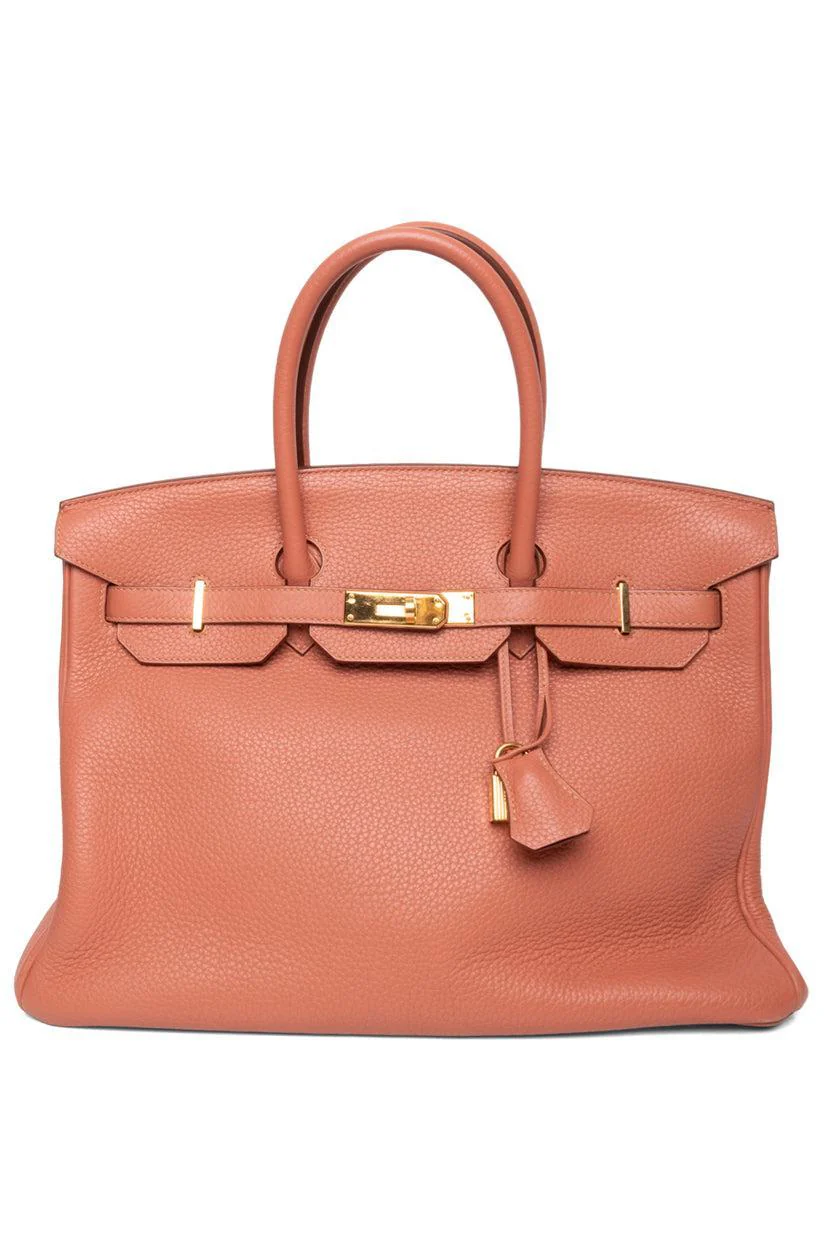 Hermes 2013 Peach Crevette Togo Leather Birkin 35 Retourne