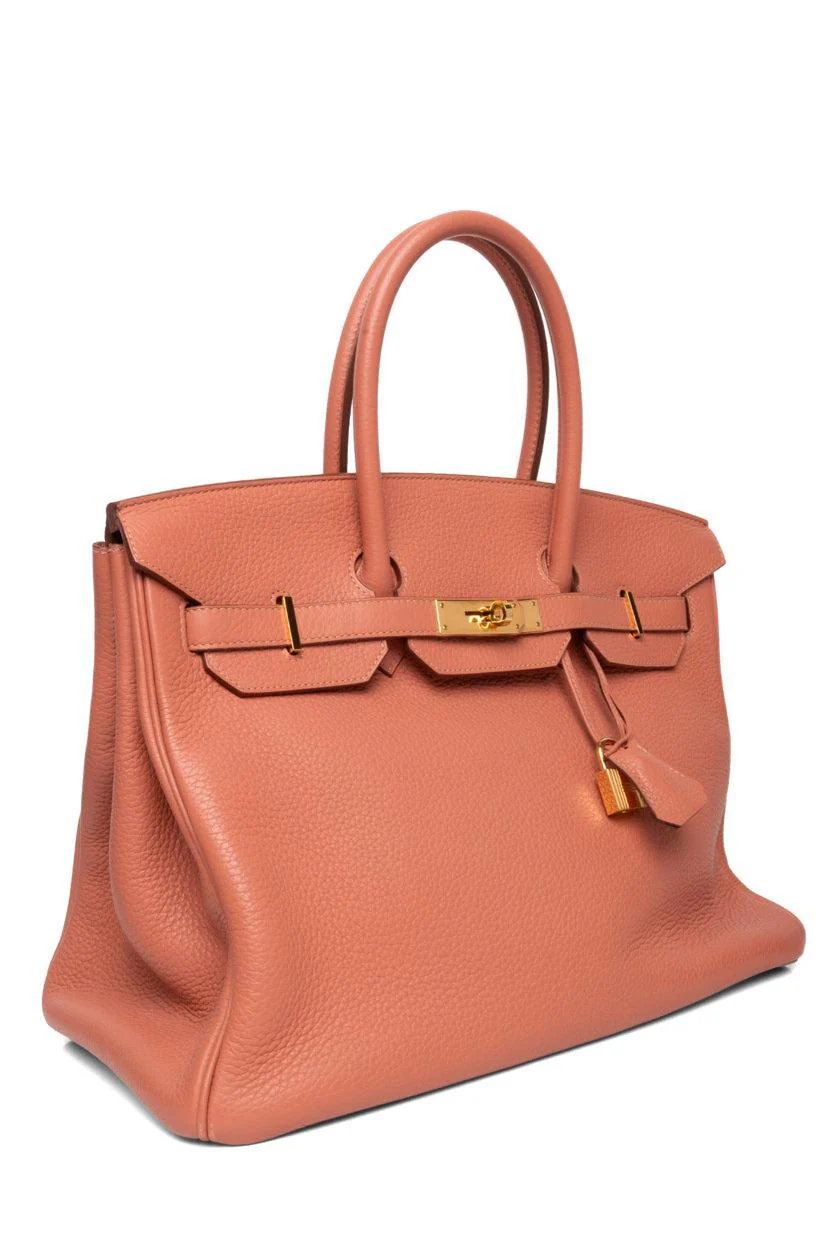 Hermes 2013 Peach Crevette Togo Leather Birkin 35 Retourne - Image 2