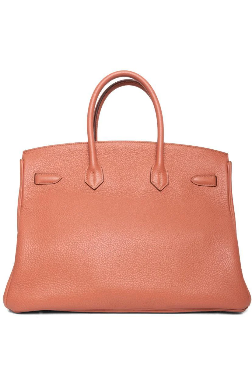 Hermes 2013 Peach Crevette Togo Leather Birkin 35 Retourne - Image 3