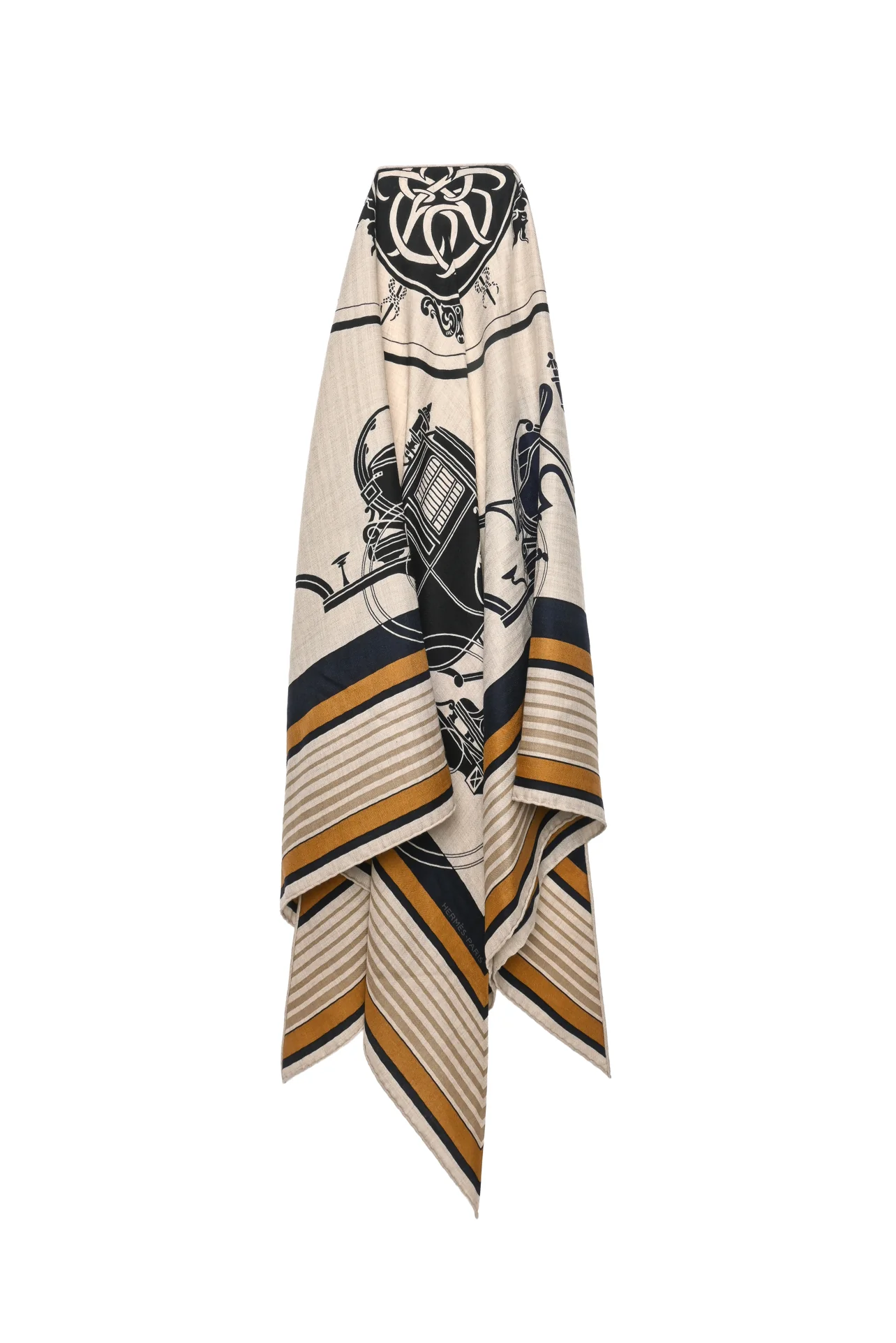 Hermes Ex-Libris Giant Cashmere & Silk Blend Triangle Shawl - Image 2