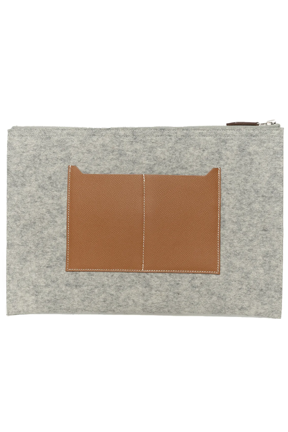 Hermes Felt Epsom Colorblock Toodoo 37 Zip Pouch Clutch - Image 3