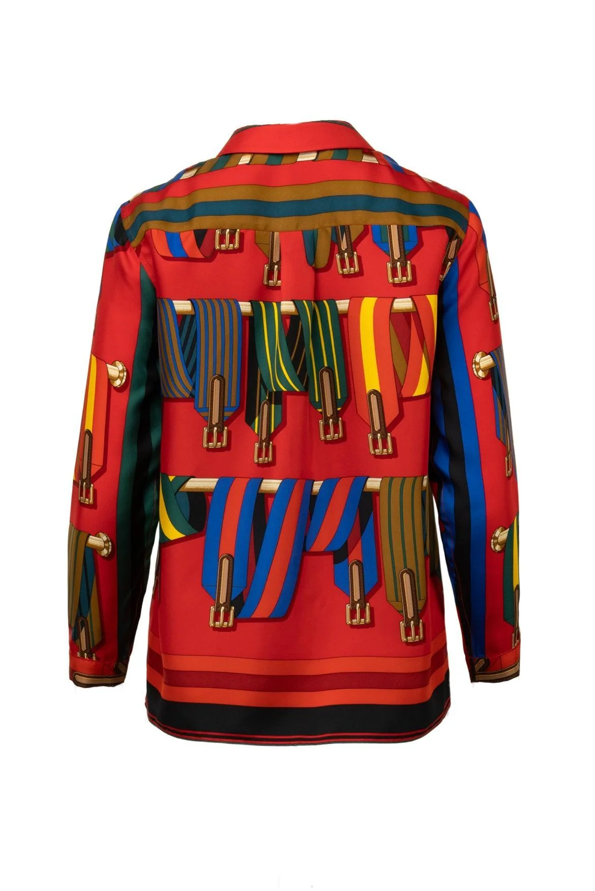 Hermes Size 2 Les Sangles Print Silk Blouse - Image 2