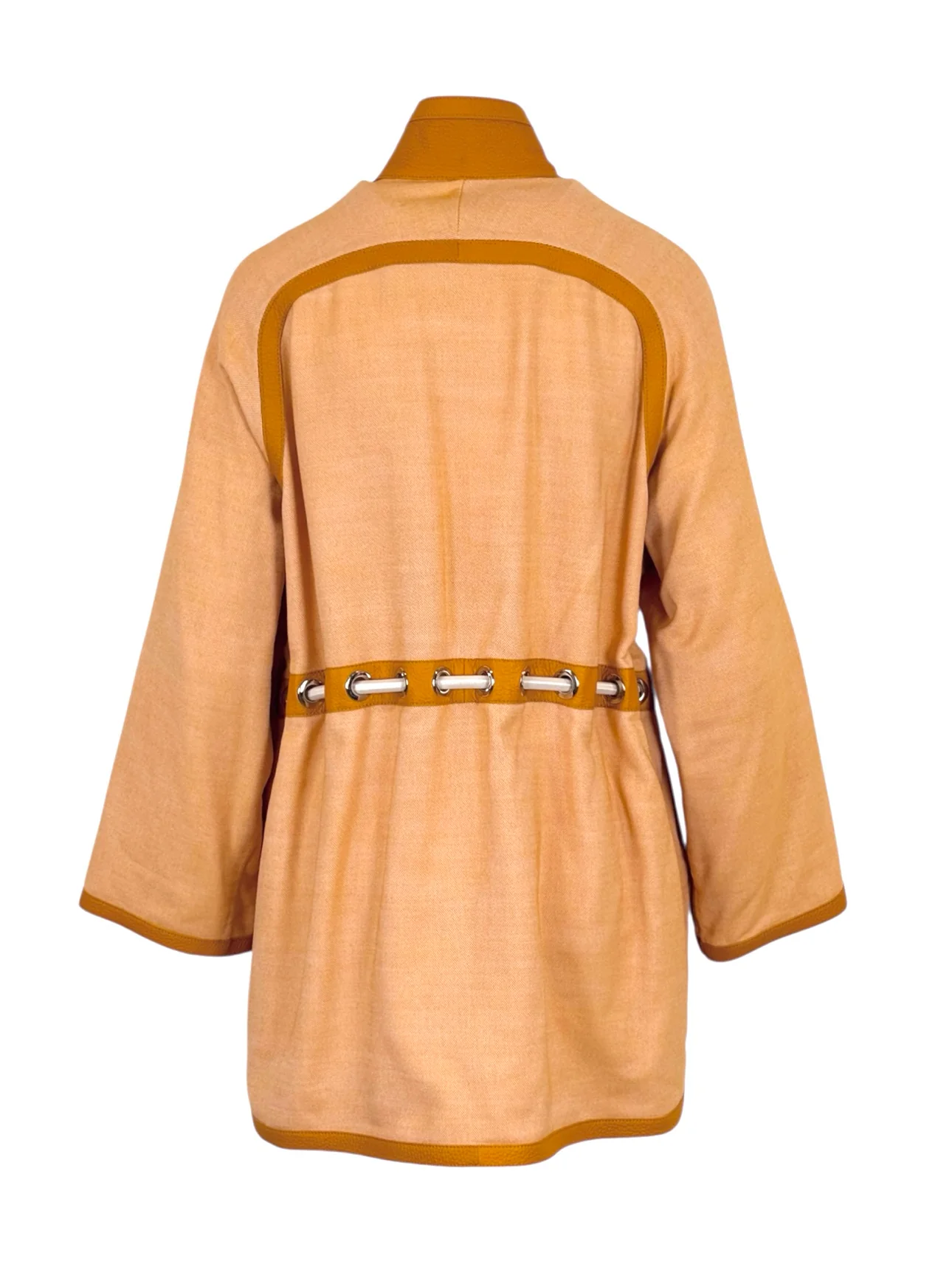 Hermes Size 34 Cashmere & Leather Trimmed Mid Coat - Image 3