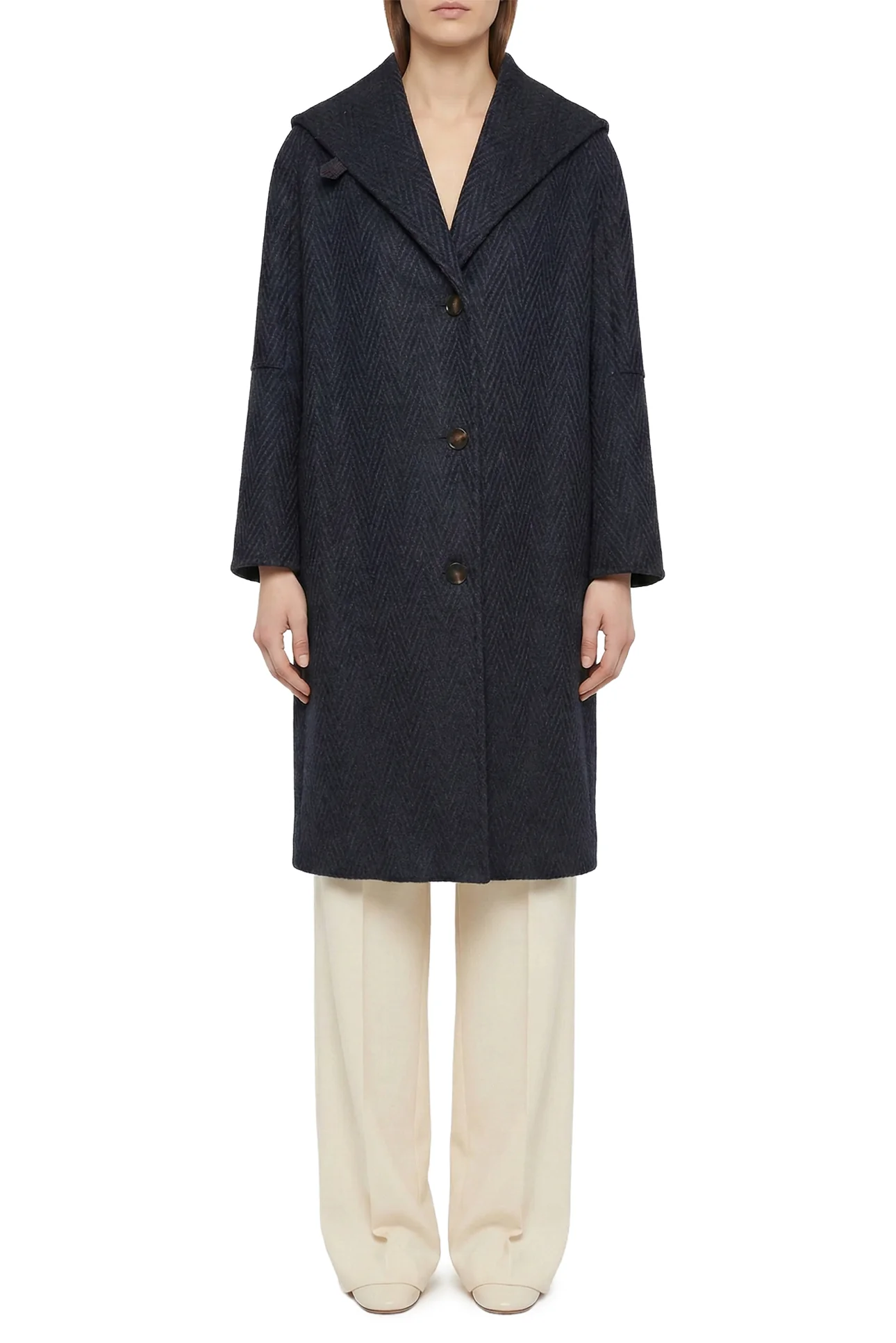 Hermes Size 34 Herringbone Wool Coat - Image 2