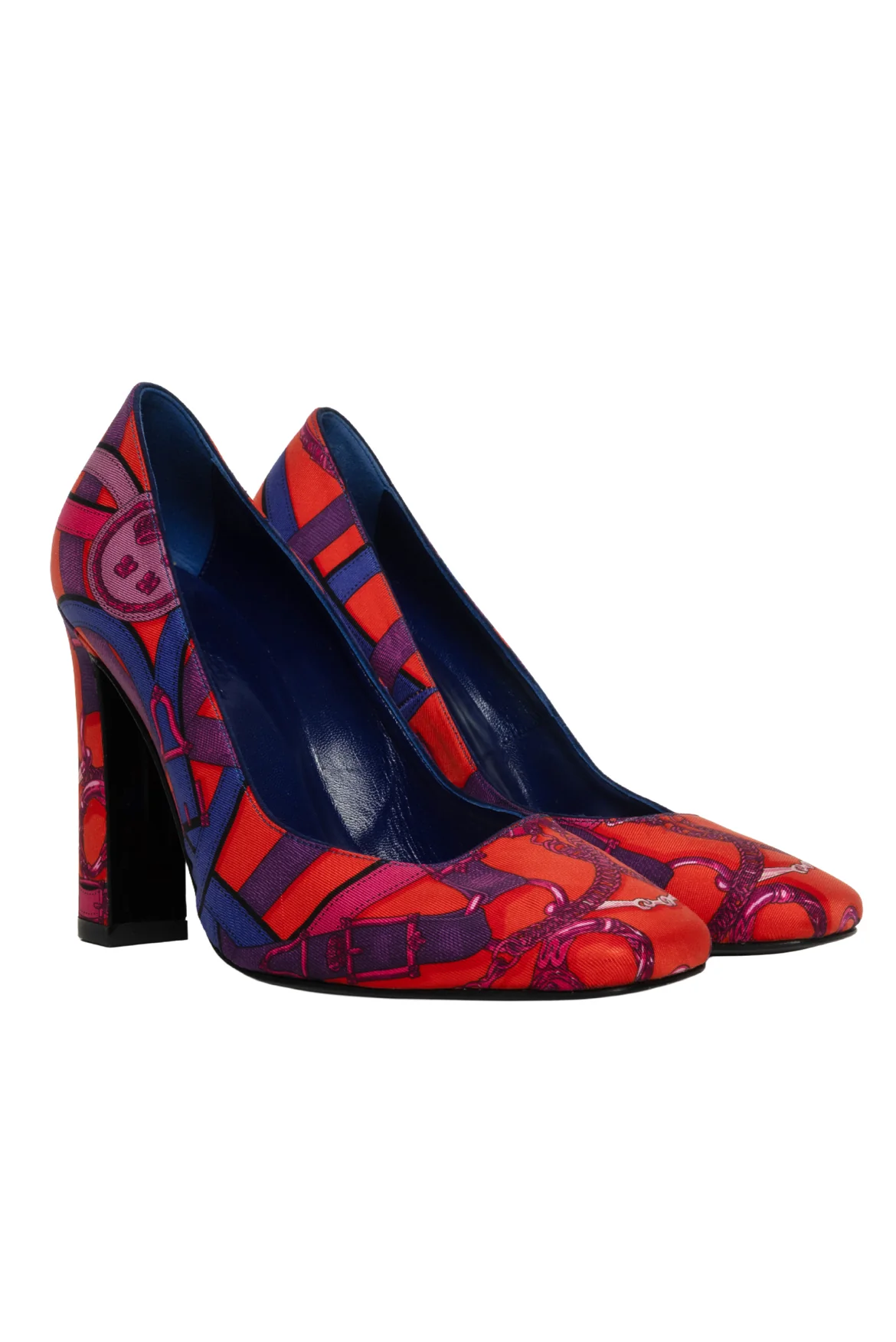Hermes Size 36 Cavalcadour Silk Scarf Print Square Toe Pumps - Image 2