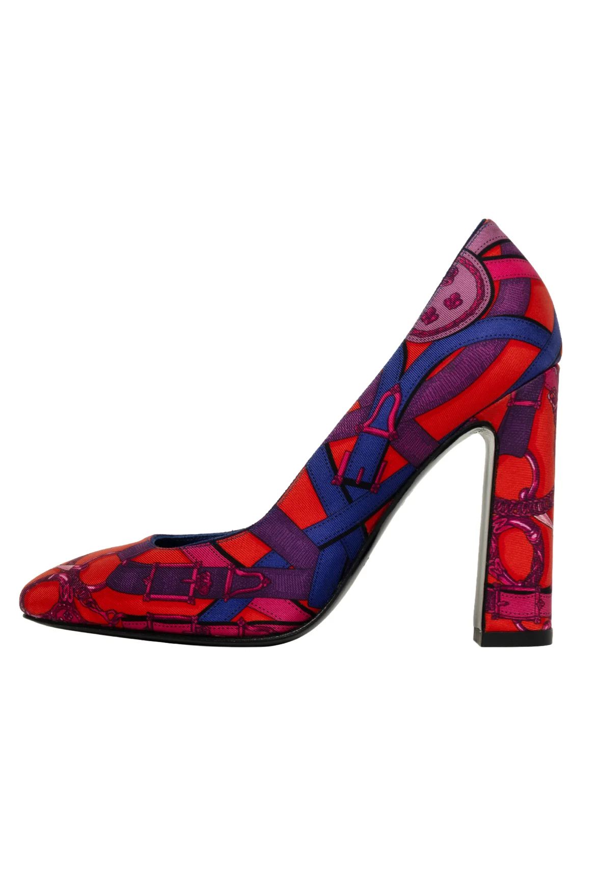 Hermes Size 36 Cavalcadour Silk Scarf Print Square Toe Pumps - Image 3