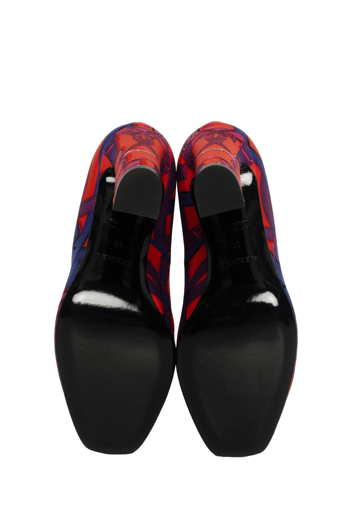 Hermes Size 36 Cavalcadour Silk Scarf Print Square Toe Pumps - Image 5