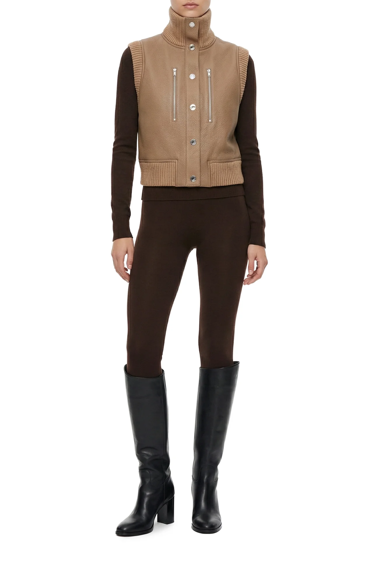 Hermes Size 38 Deerskin & Cashmere Turtleneck Vest - Image 2