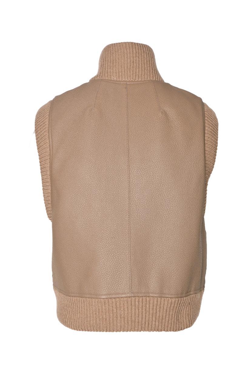 Hermes Size 38 Deerskin & Cashmere Turtleneck Vest - Image 3